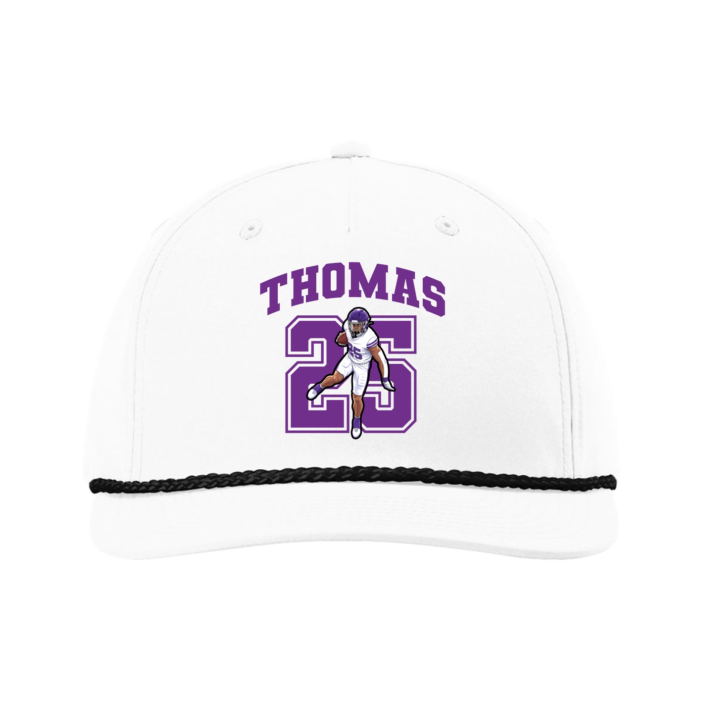 Five-Panel Classic Rope Cap — Number in White