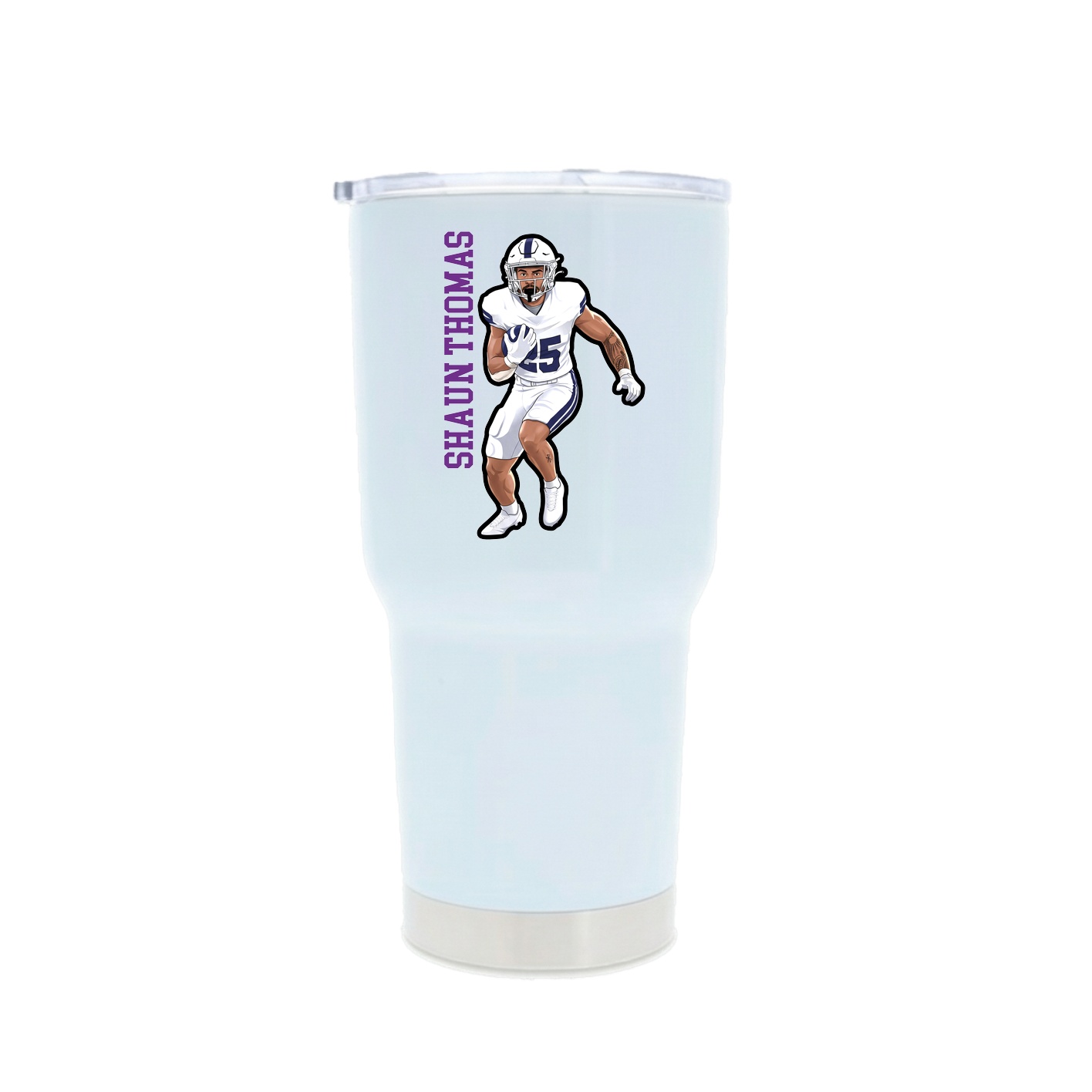 30oz Stainless Steel Tumbler — Name Vertical in White