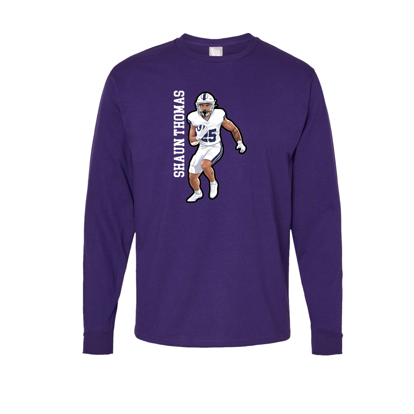 Long Sleeve Tee — Name Vertical in Purple