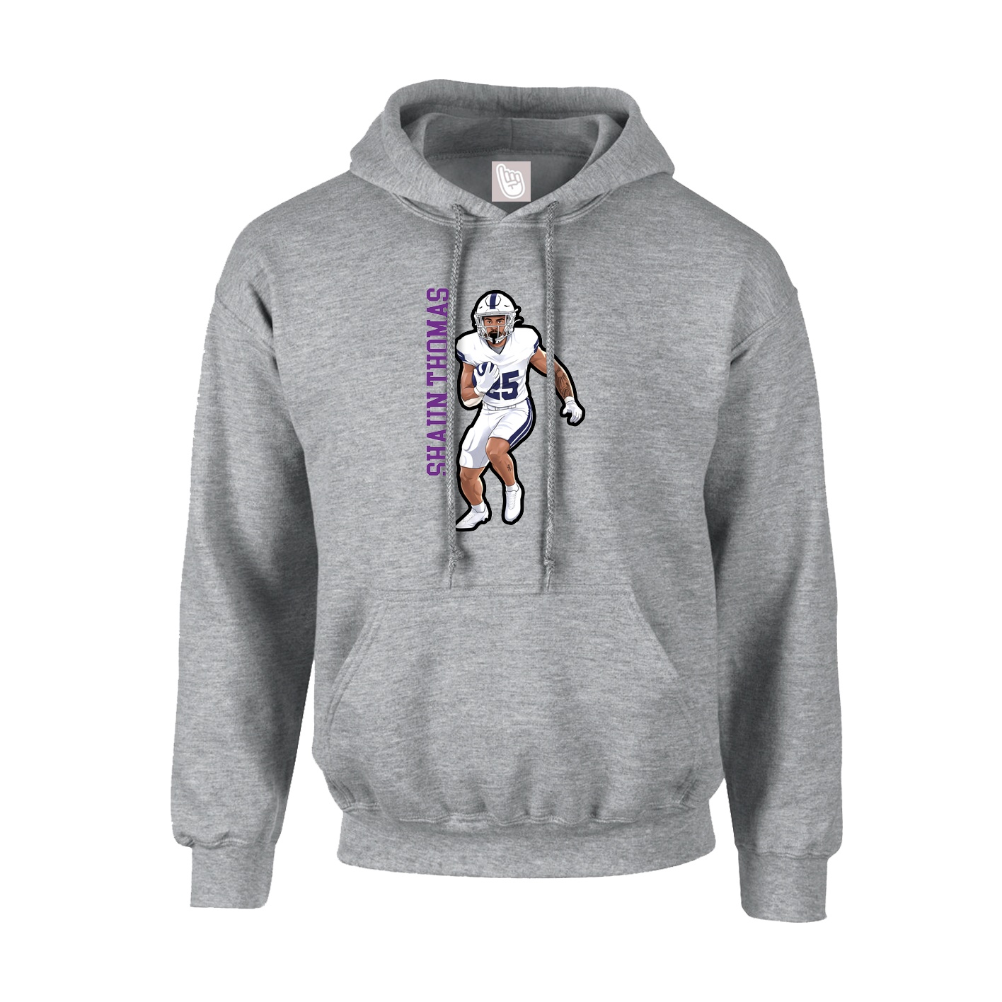 Hoodie — Name Vertical in Grey