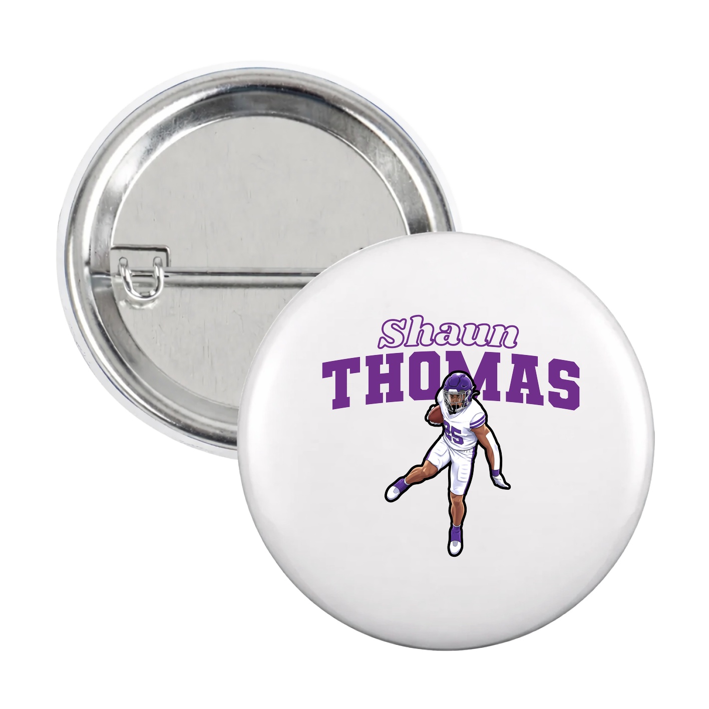 Game Day Button — Name Arch in White