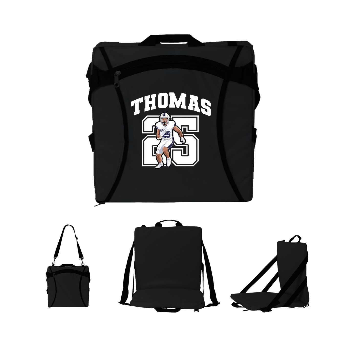 Folding Stadium Seat — Number in Black