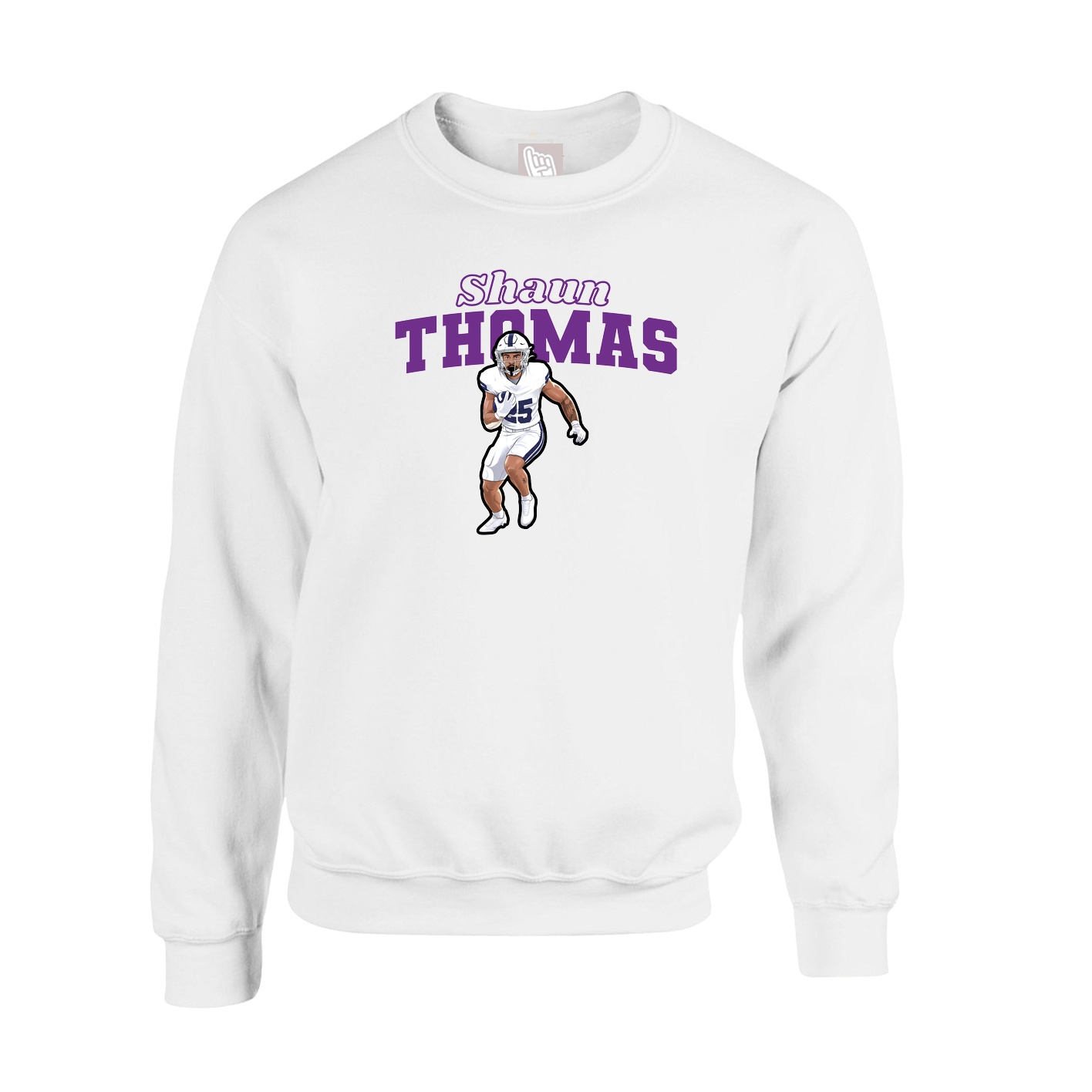 Fleece Crew — Name Arch in White