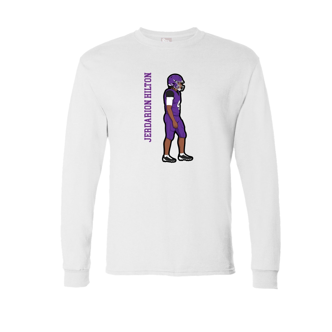 Long Sleeve Tee — Name Vertical in White