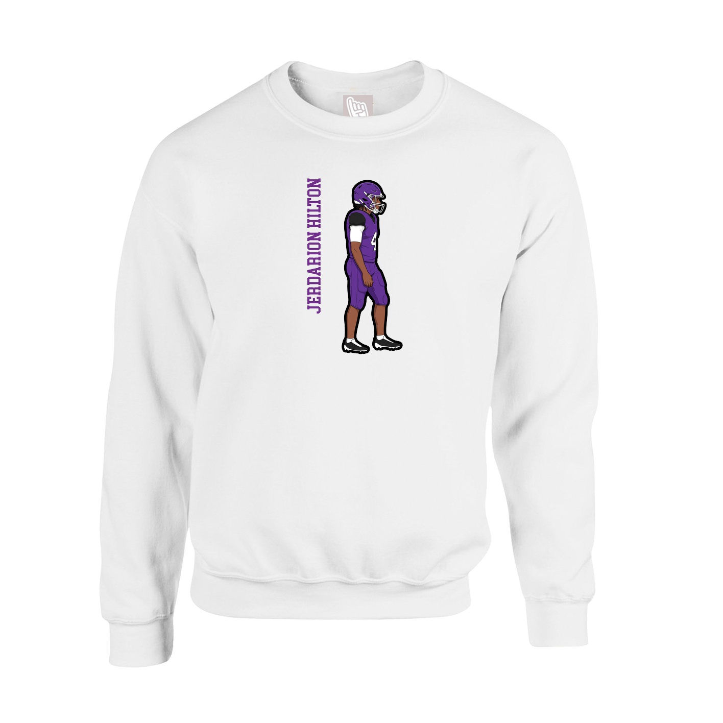 Fleece Crew — Name Vertical in White