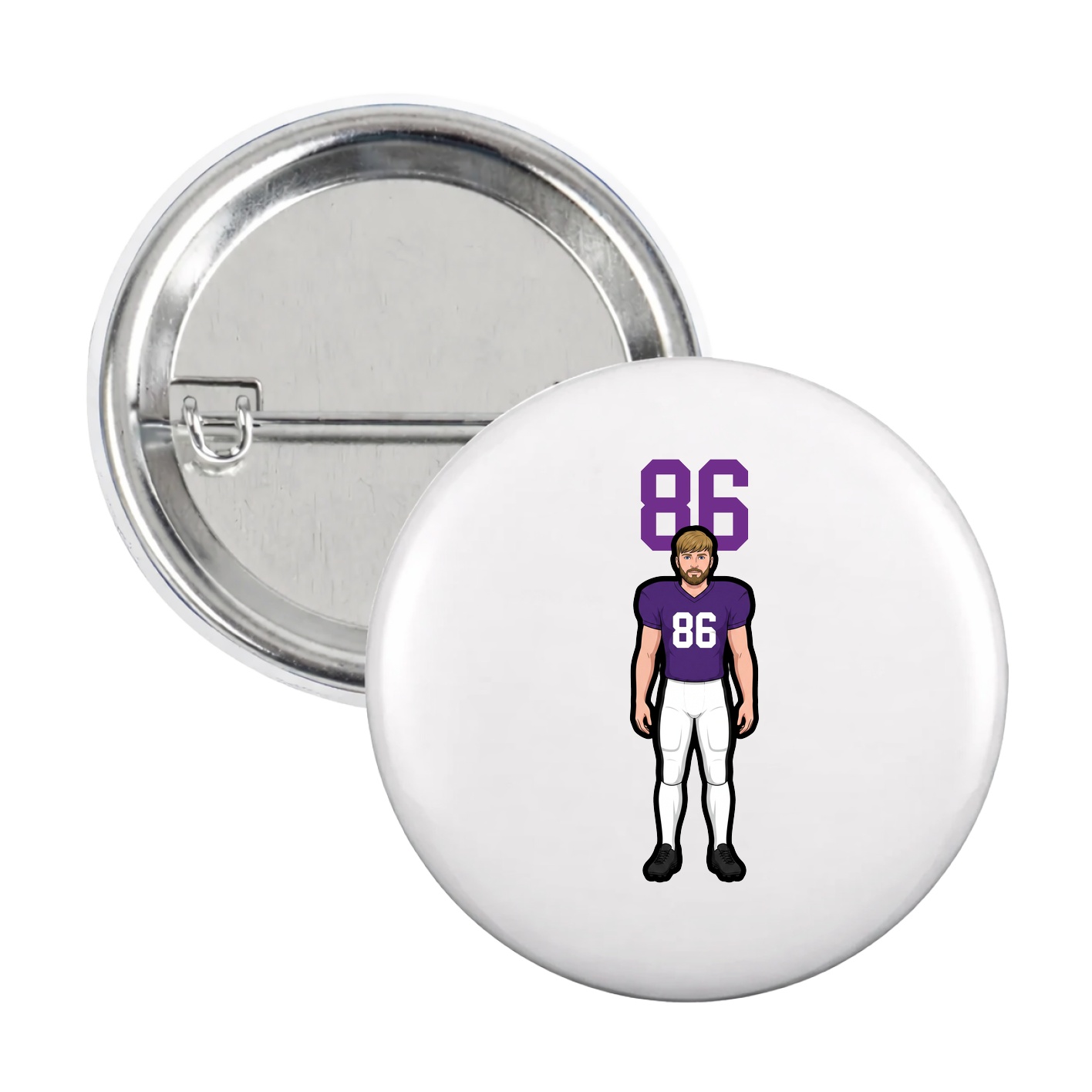 Game Day Button — Number Top in White