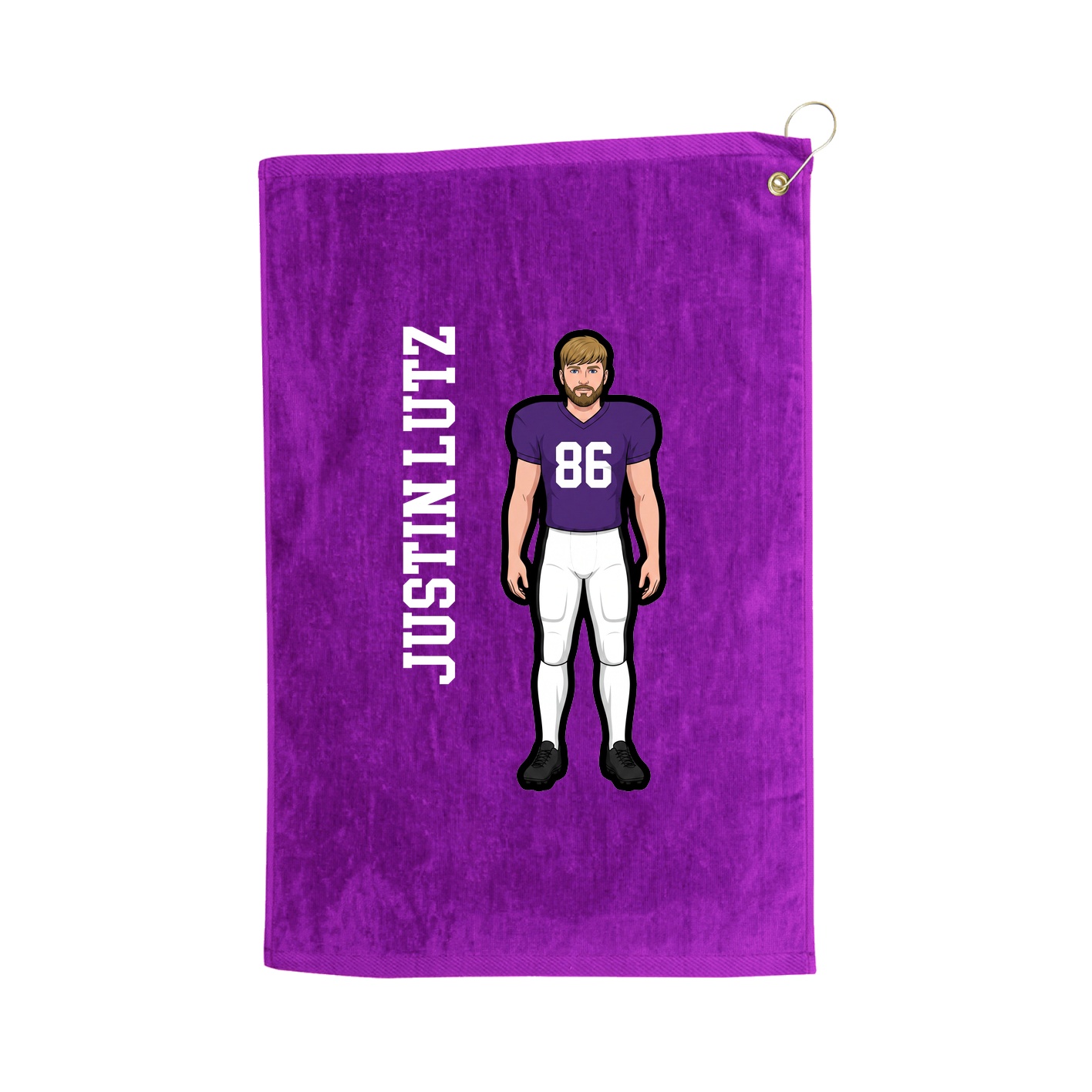 Golf Towel — Name Vertical in Purple