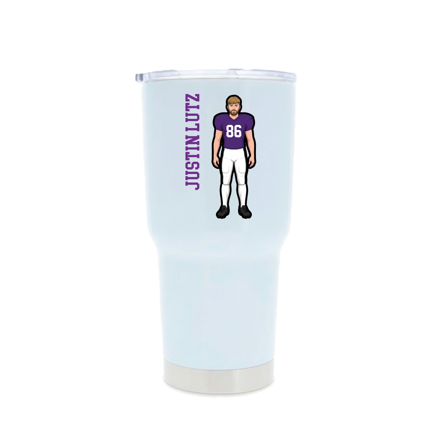 30oz Stainless Steel Tumbler — Name Vertical in White