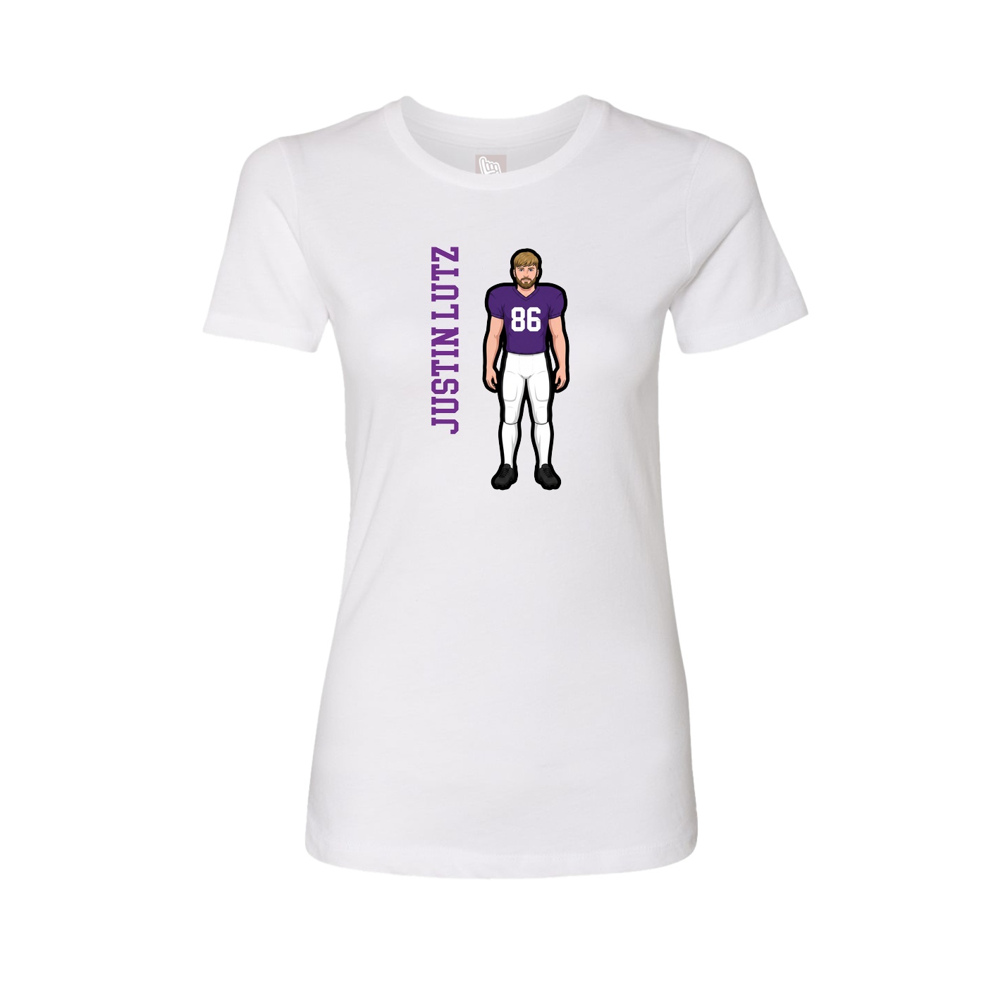 Fitted Women's Tee — Name Vertical in White