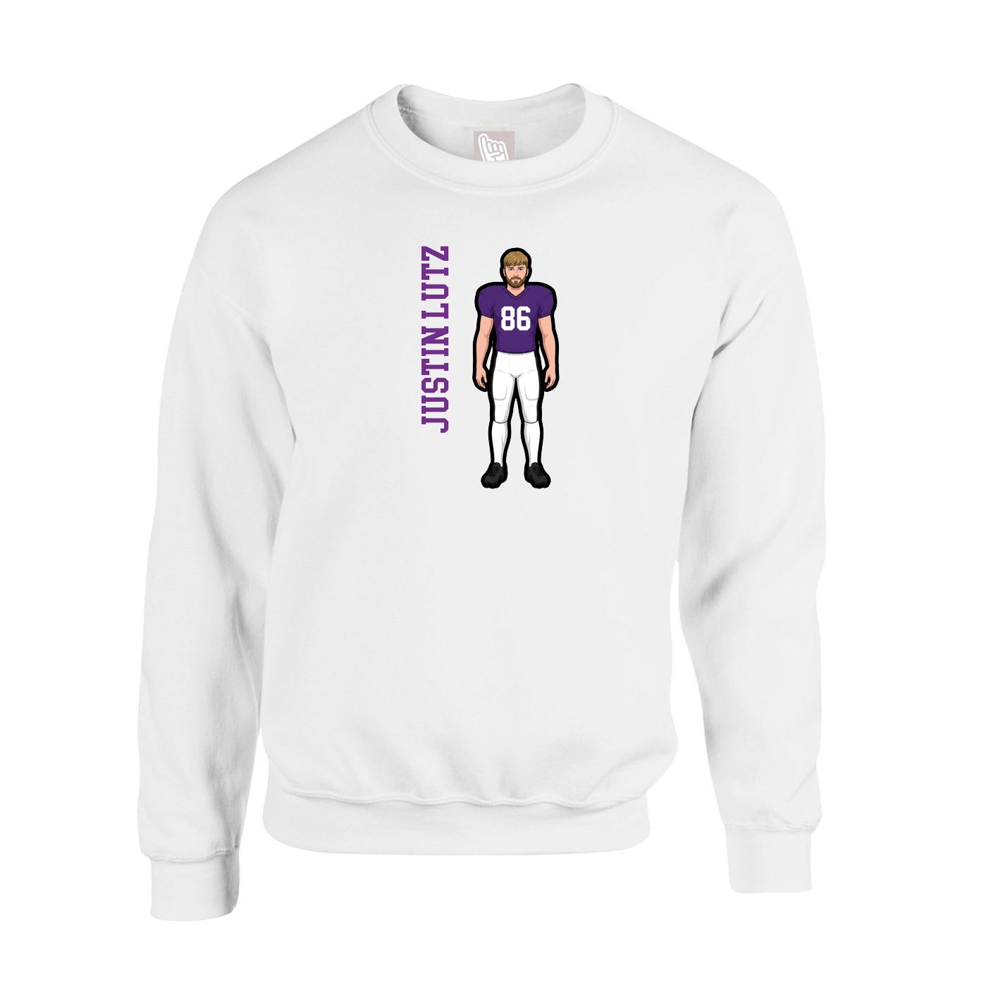 Fleece Crew — Name Vertical in White