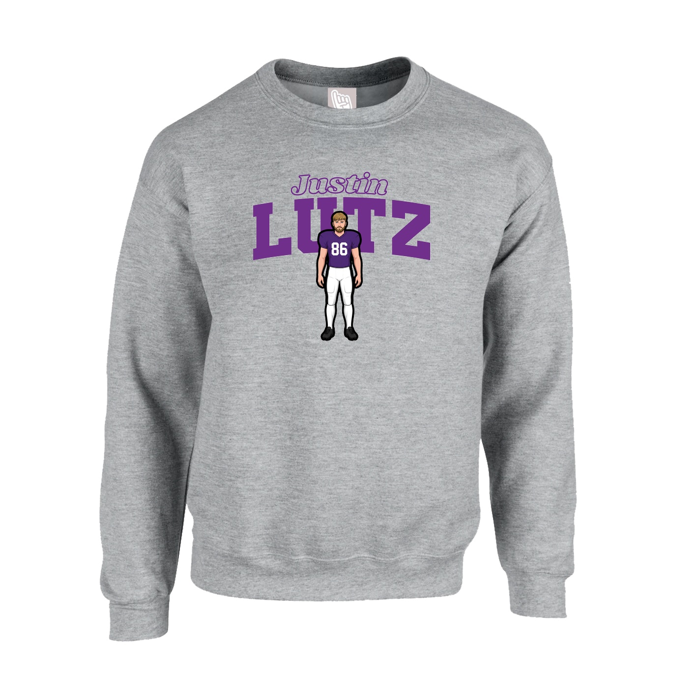 Fleece Crew — Name Arch in Grey