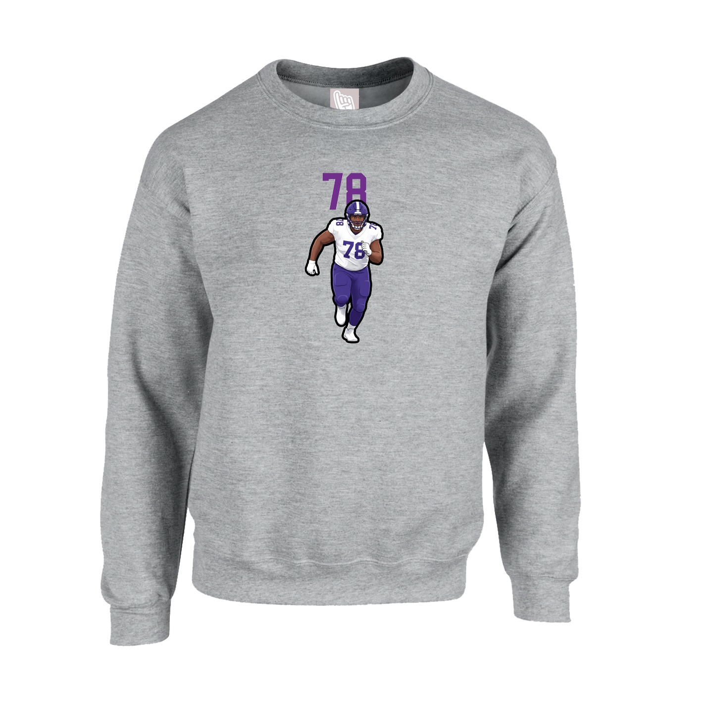 Fleece Crew — Number Top in Grey