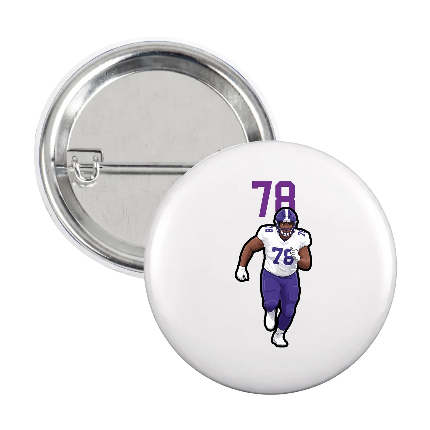 Game Day Button — Number Top in White