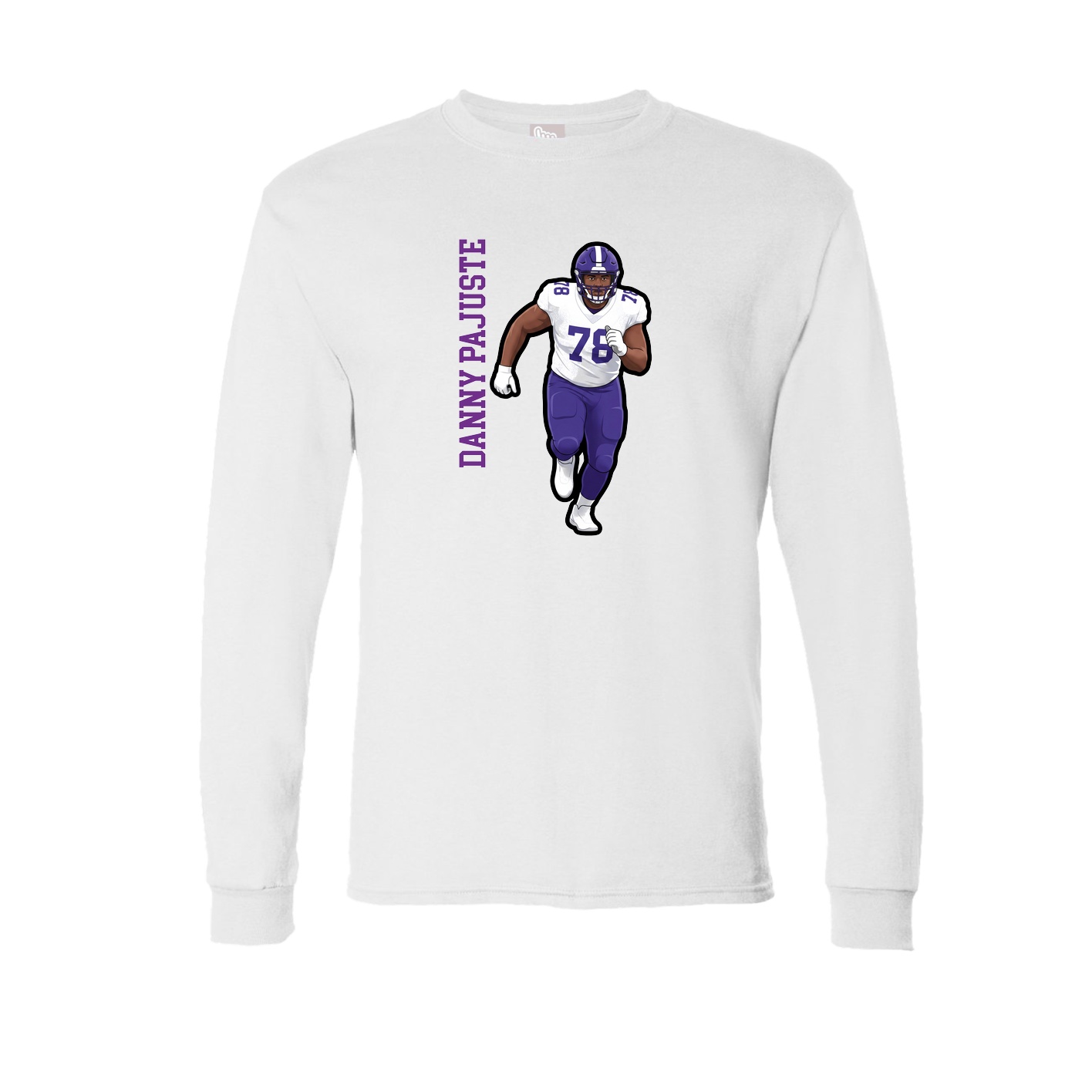 Long Sleeve Tee — Name Vertical in White