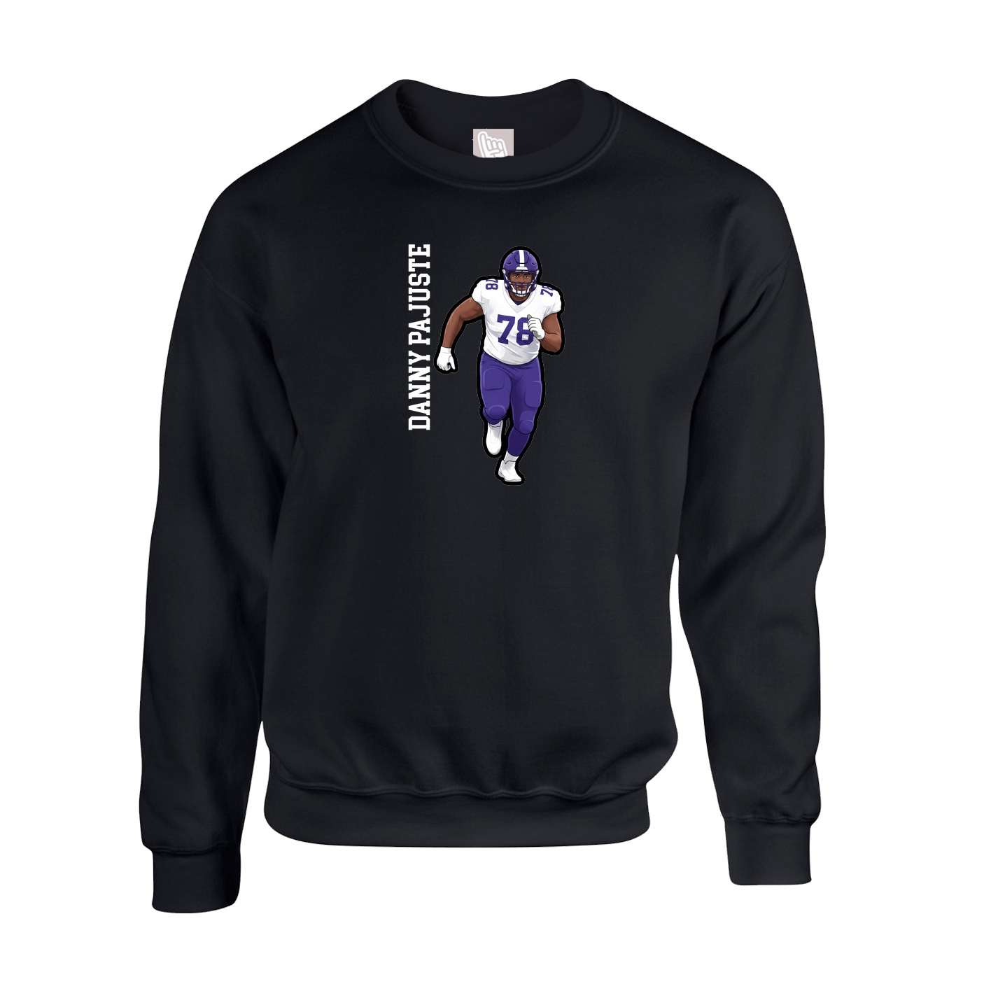Fleece Crew — Name Vertical in Black