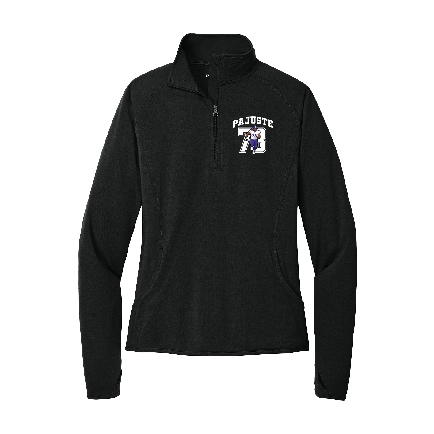 Women's Q-Zip Pullover — Number in Black