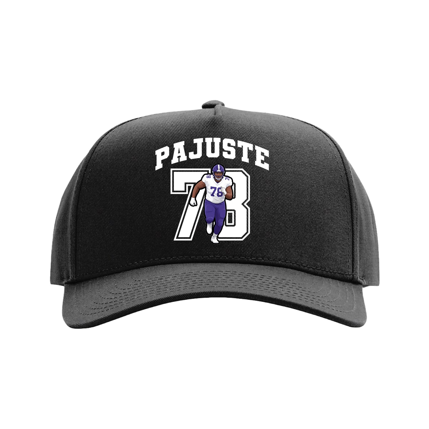 Full Fabric Five-Panel Champ Cap — Number in Black