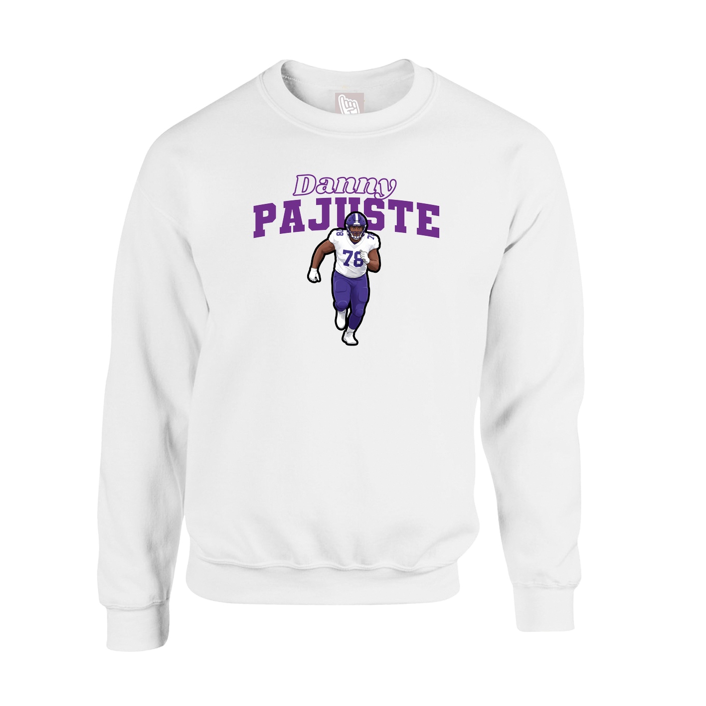 Fleece Crew — Name Arch in White