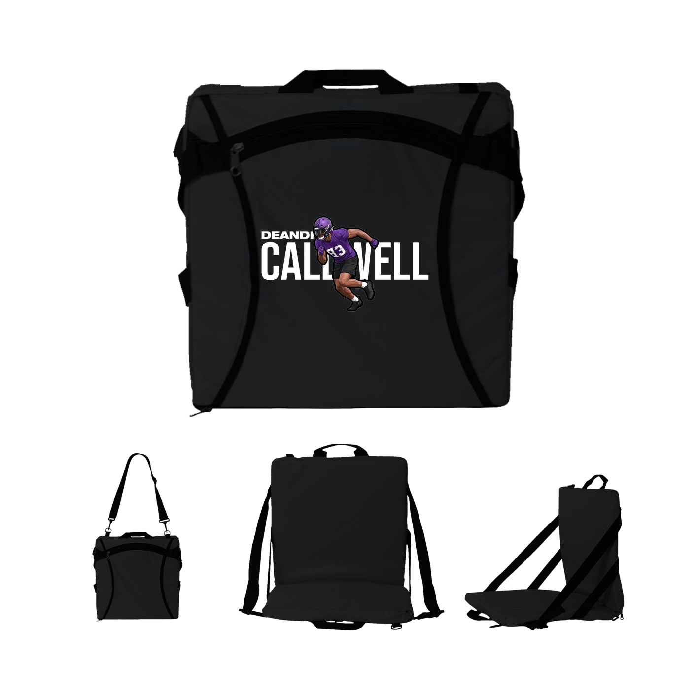 Folding Stadium Seat — Player Name in Black