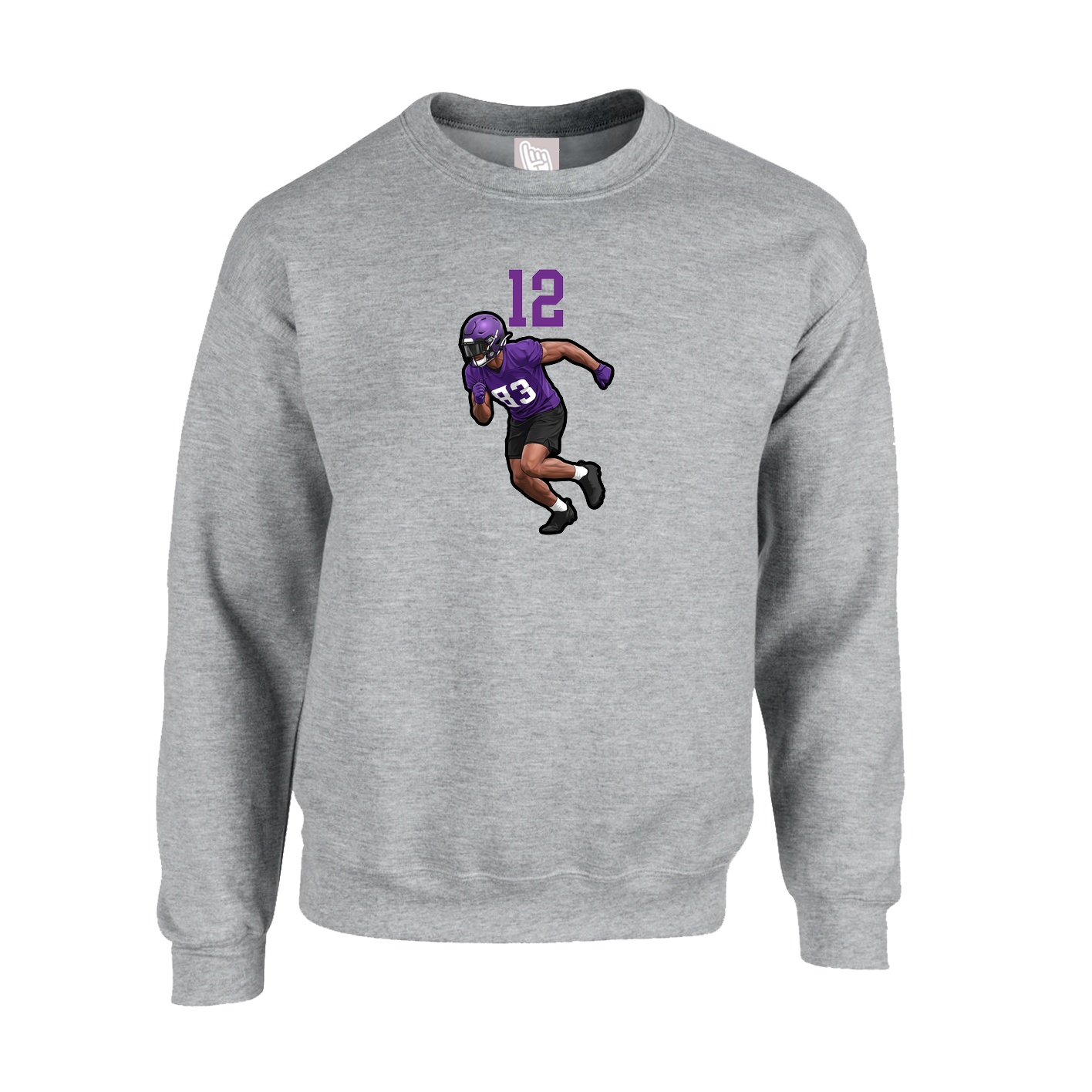 Fleece Crew — Number Top in Grey