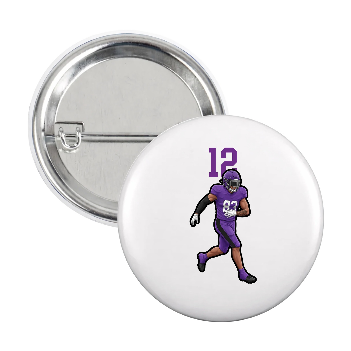 Game Day Button — Number Top in White