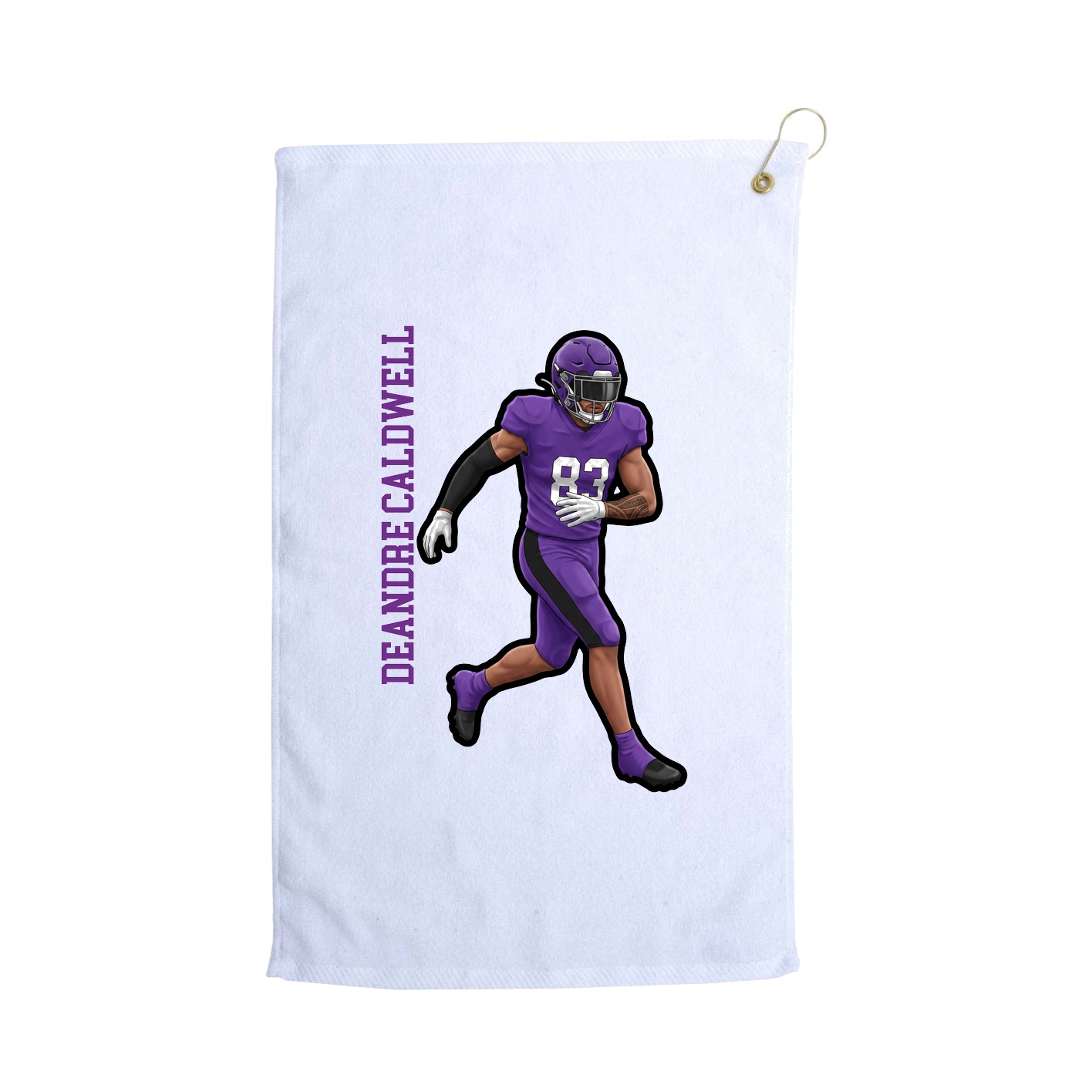 Golf Towel — Name Vertical in White