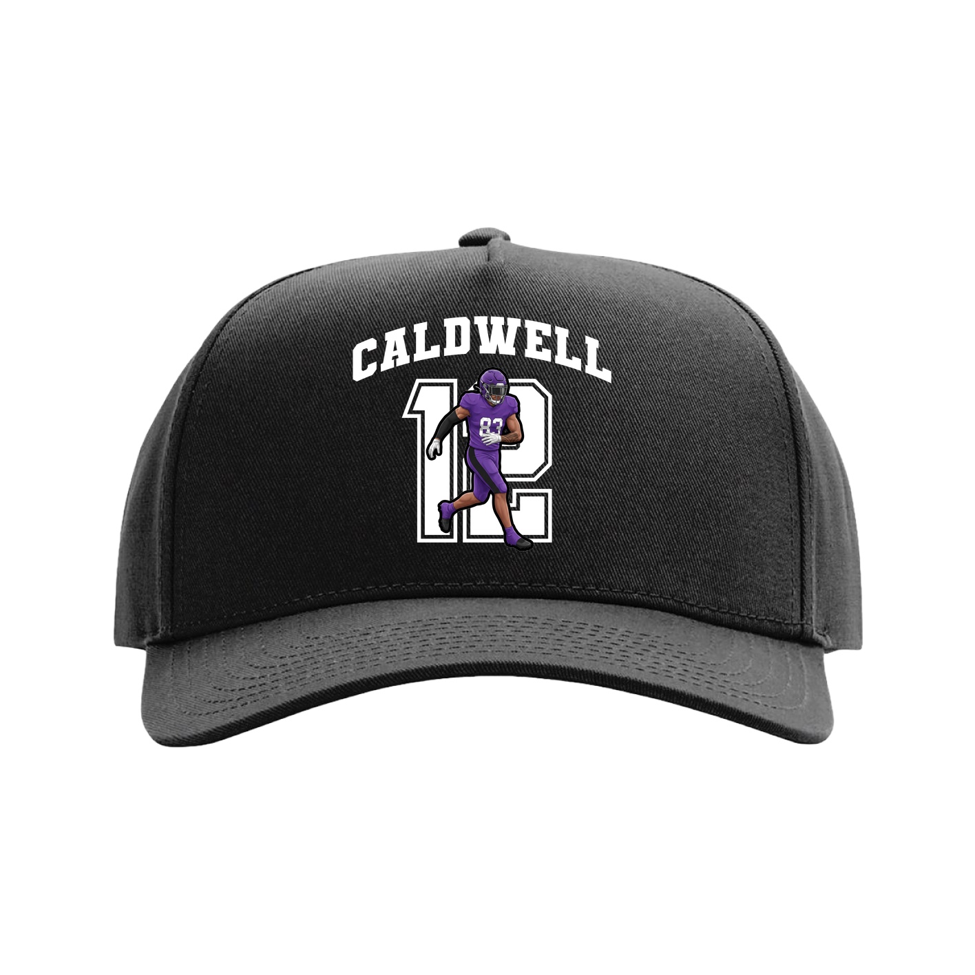 Full Fabric Five-Panel Champ Cap — Number in Black