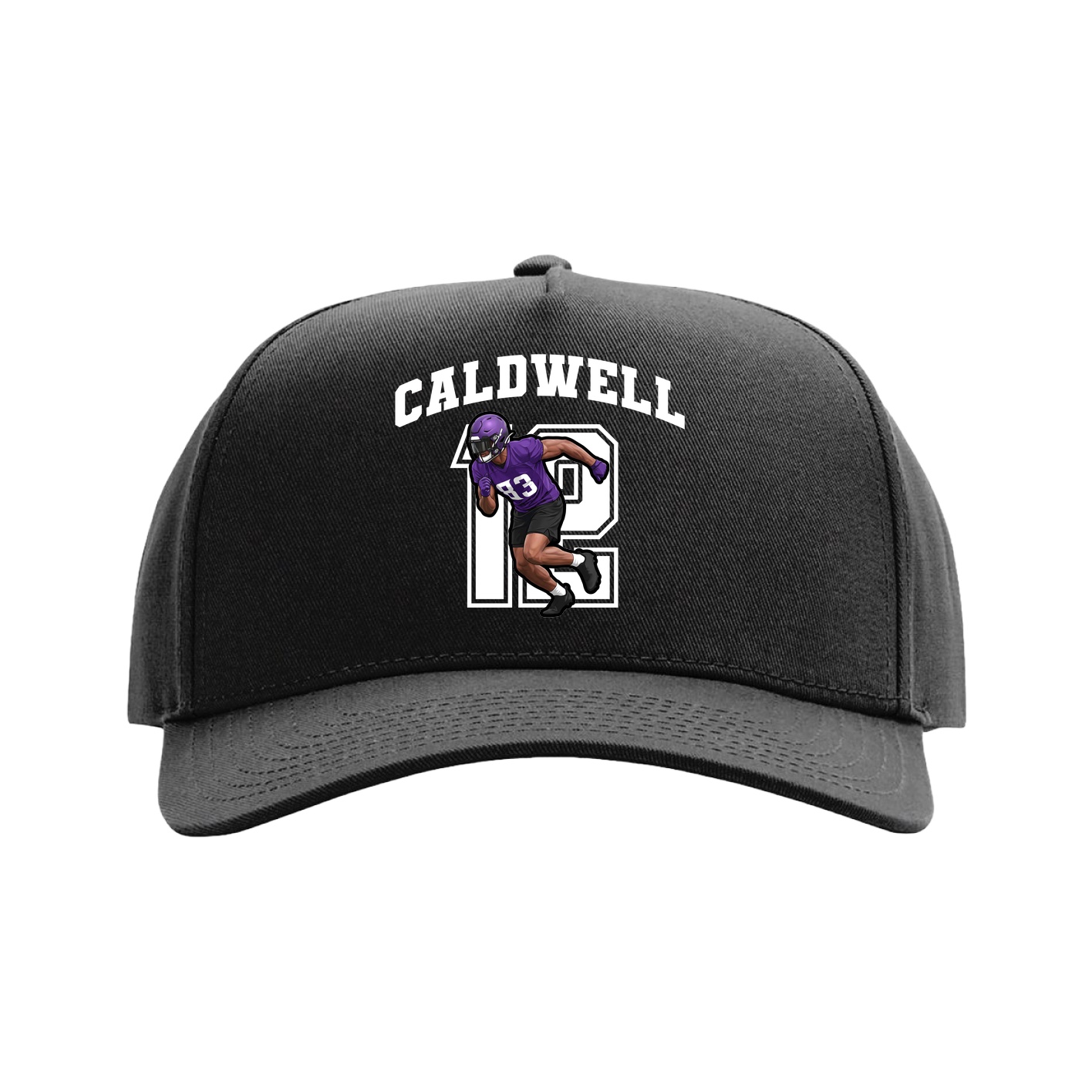 Full Fabric Five-Panel Champ Cap — Number in Black