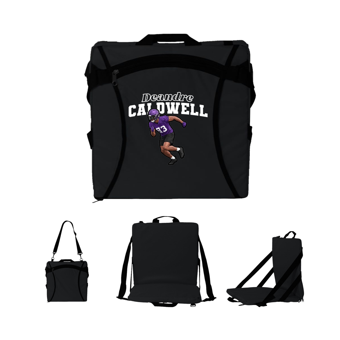 Folding Stadium Seat — Name Arch in Black
