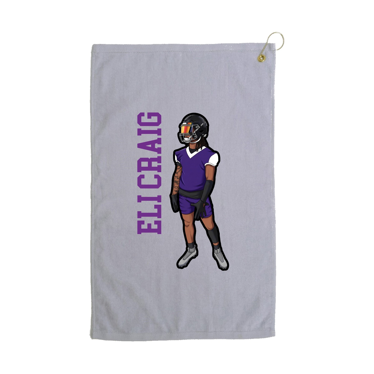Golf Towel — Name Vertical in Grey