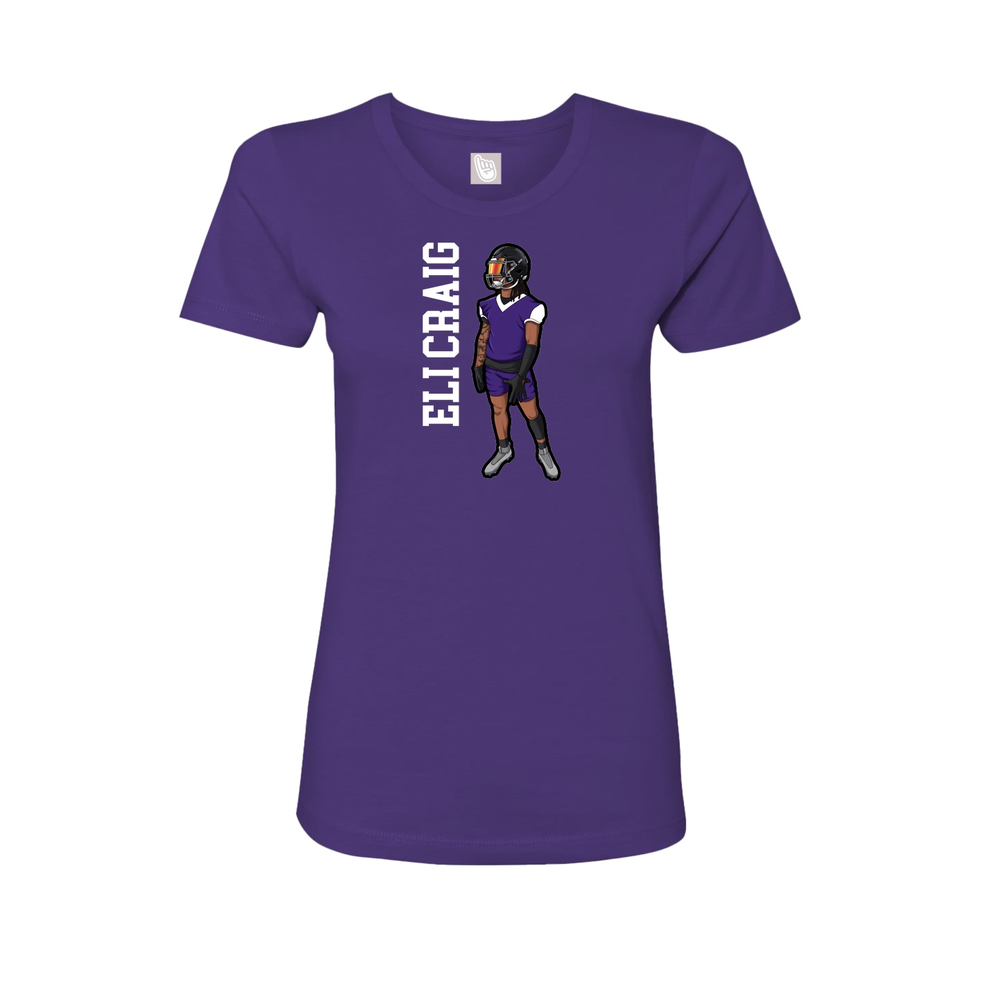Fitted Women's Tee — Name Vertical in Purple