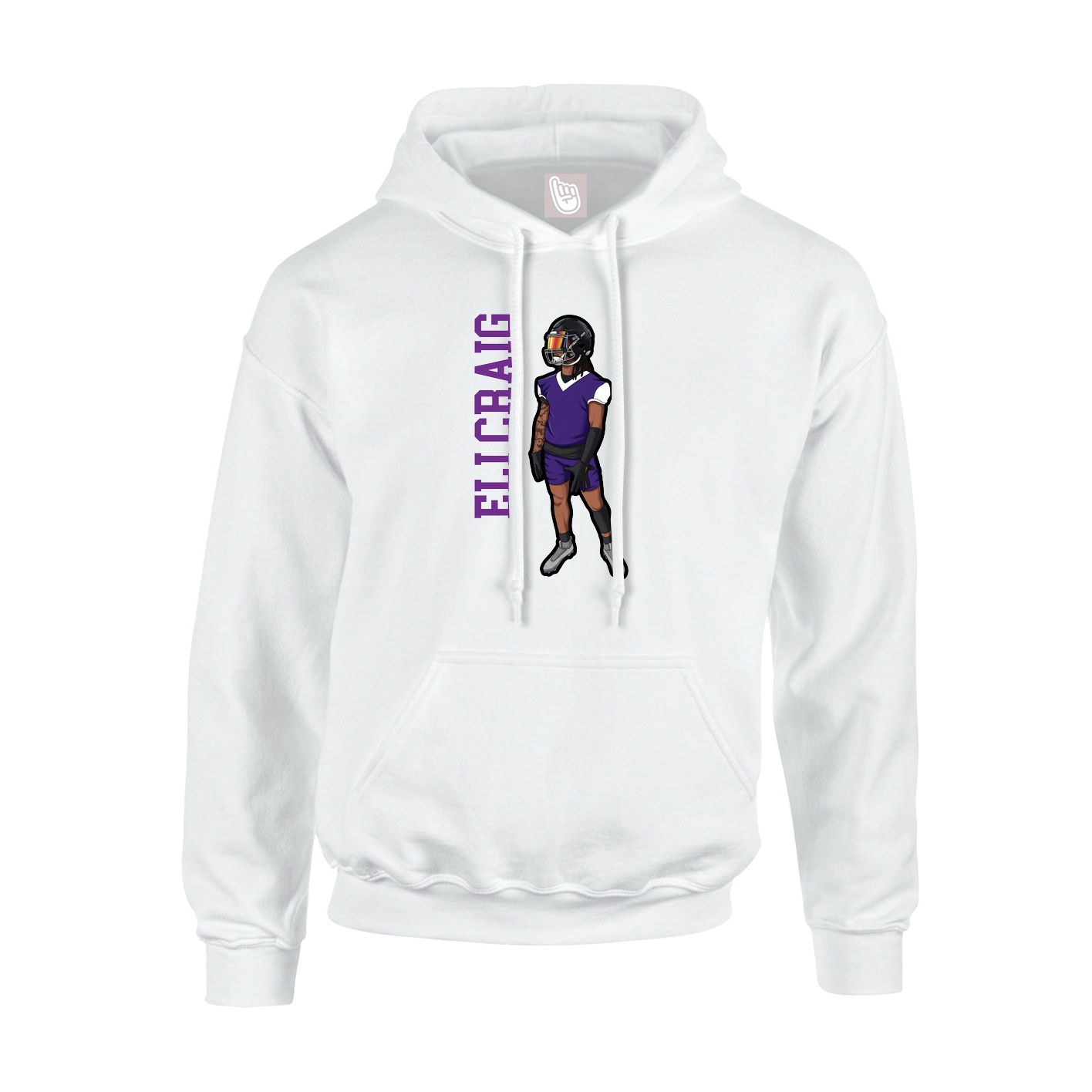 Youth Hoodie — Name Vertical in White