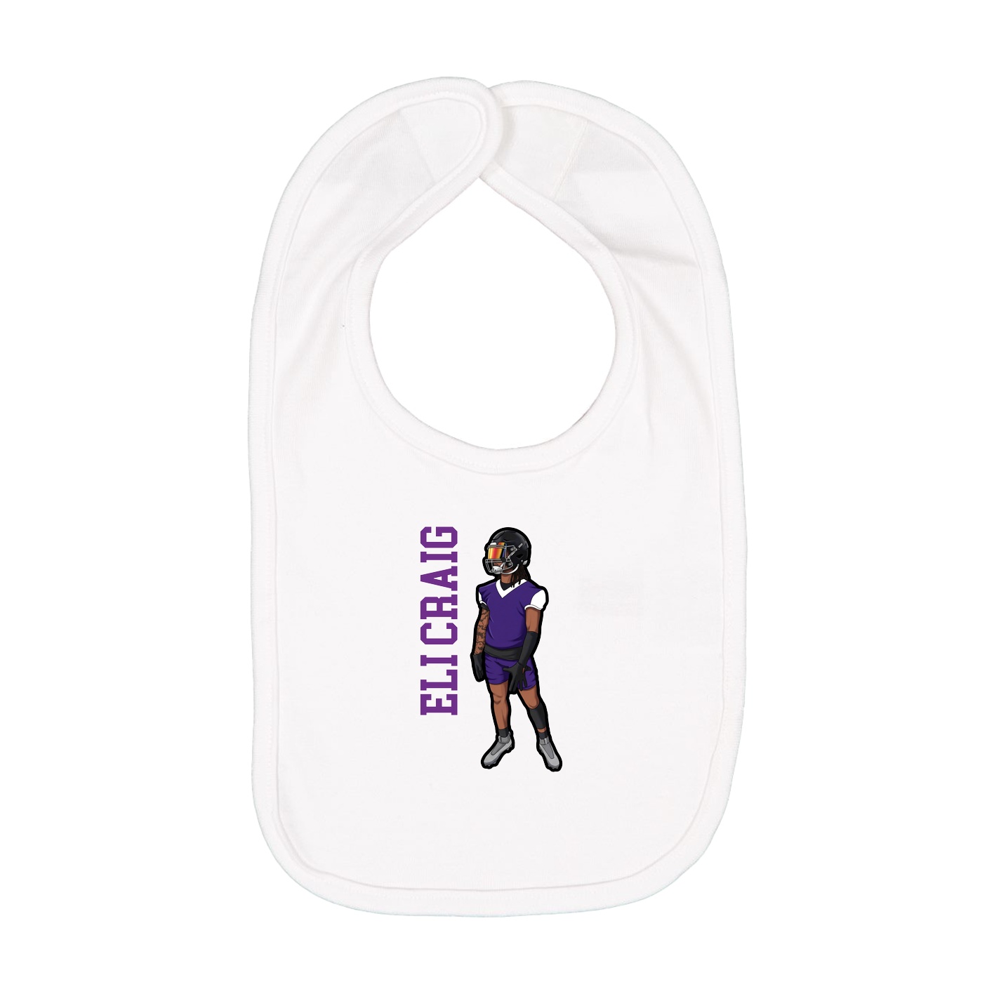 Infant Bib — Name Vertical in White