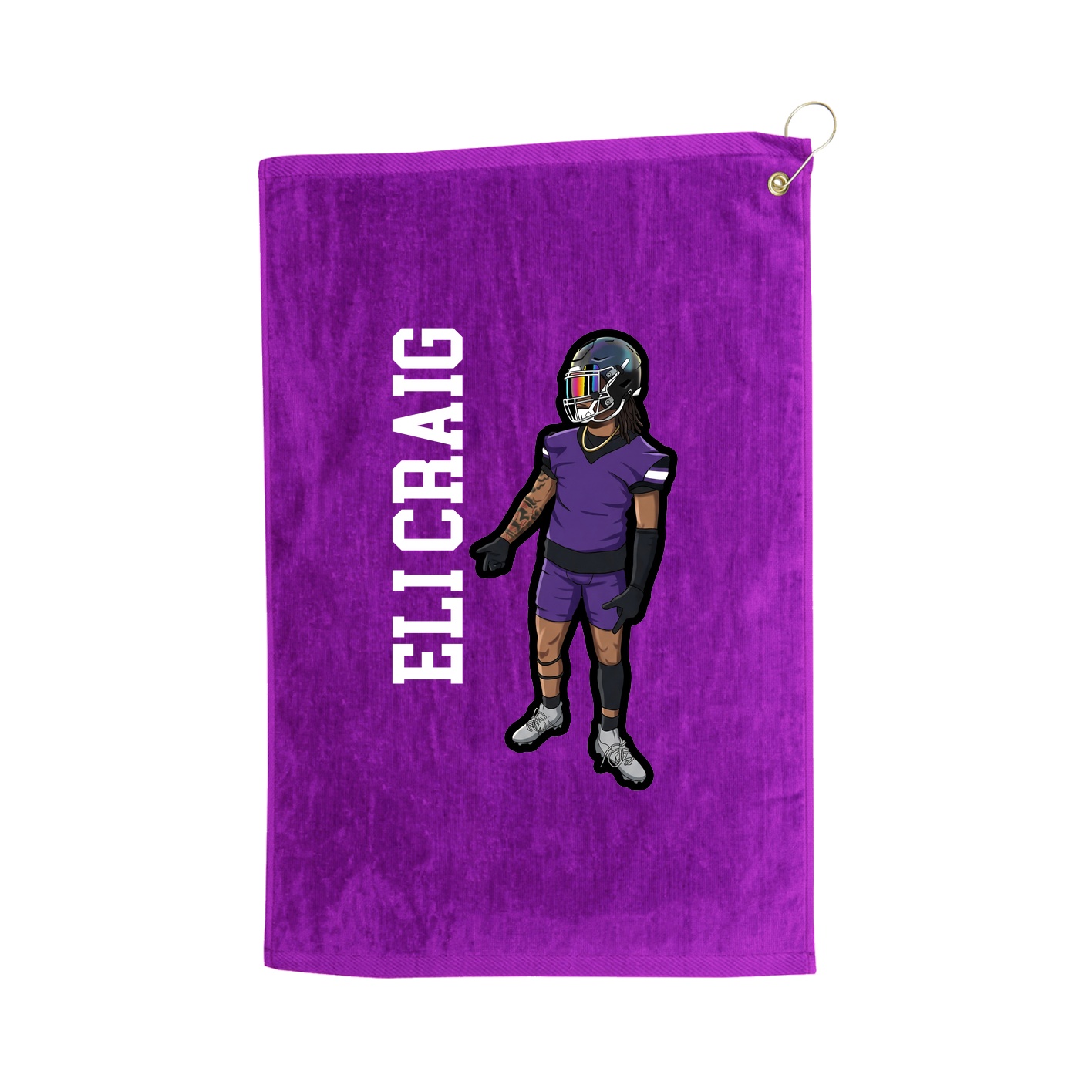 Golf Towel — Name Vertical in Purple