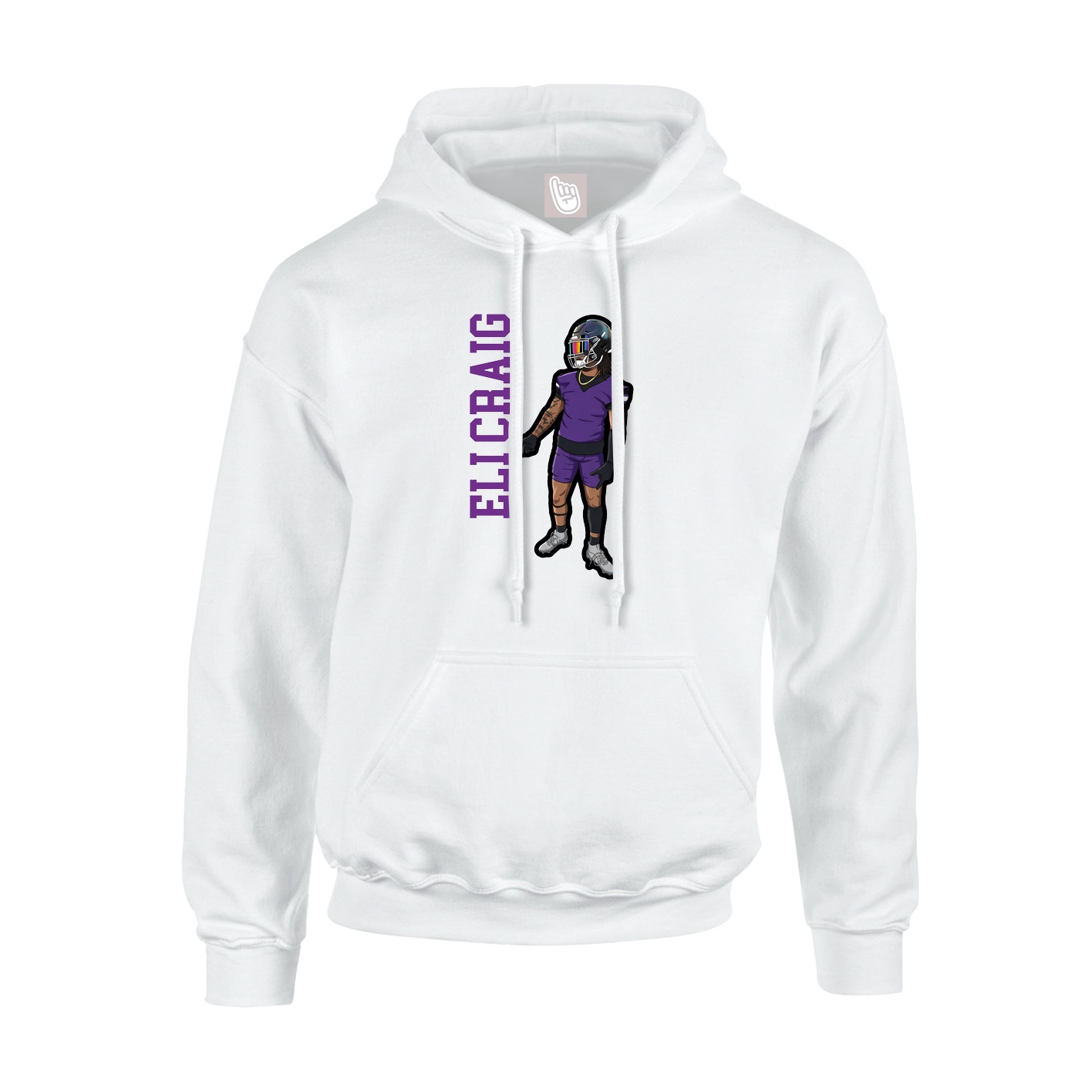 Hoodie — Name Vertical in White