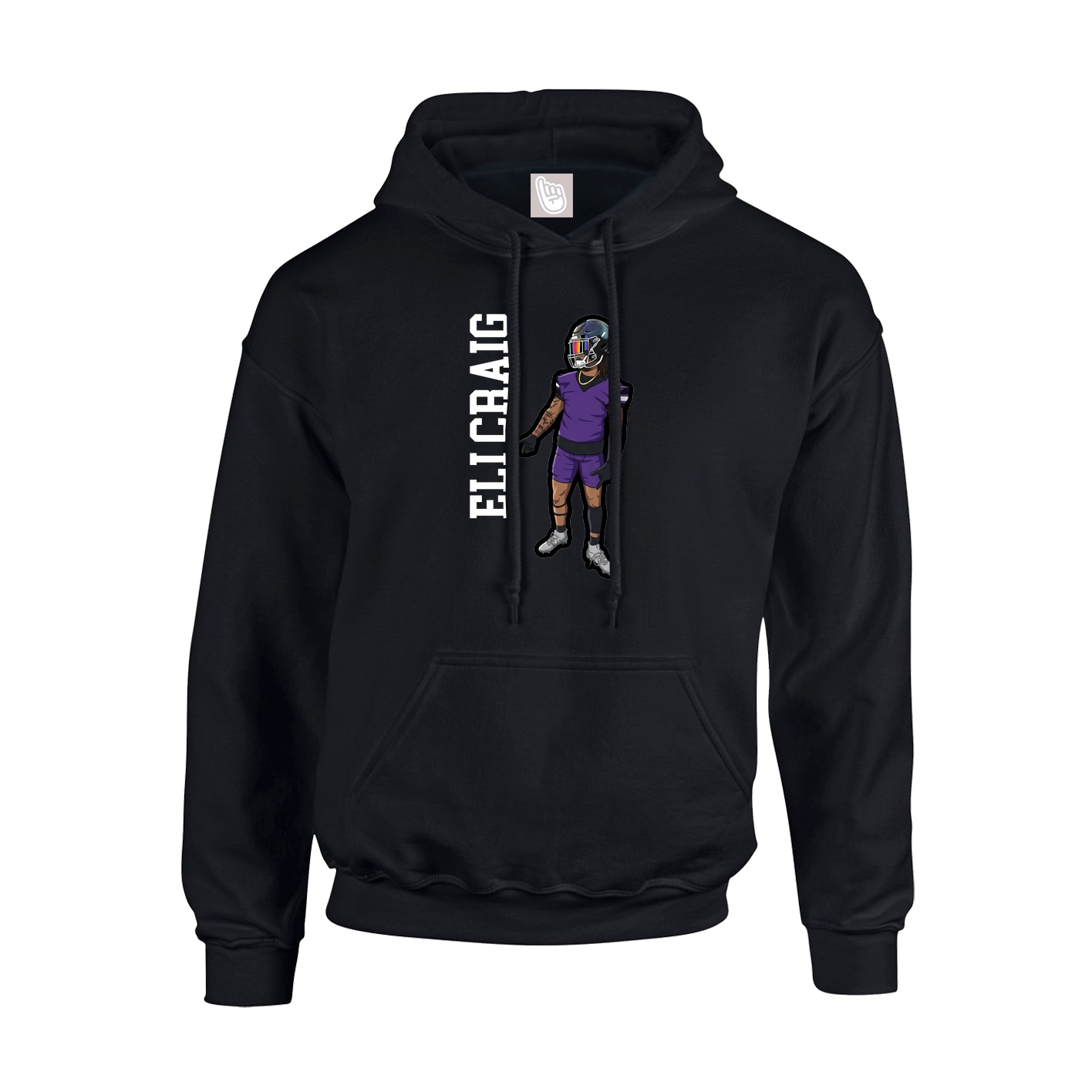 Youth Hoodie — Name Vertical in Black