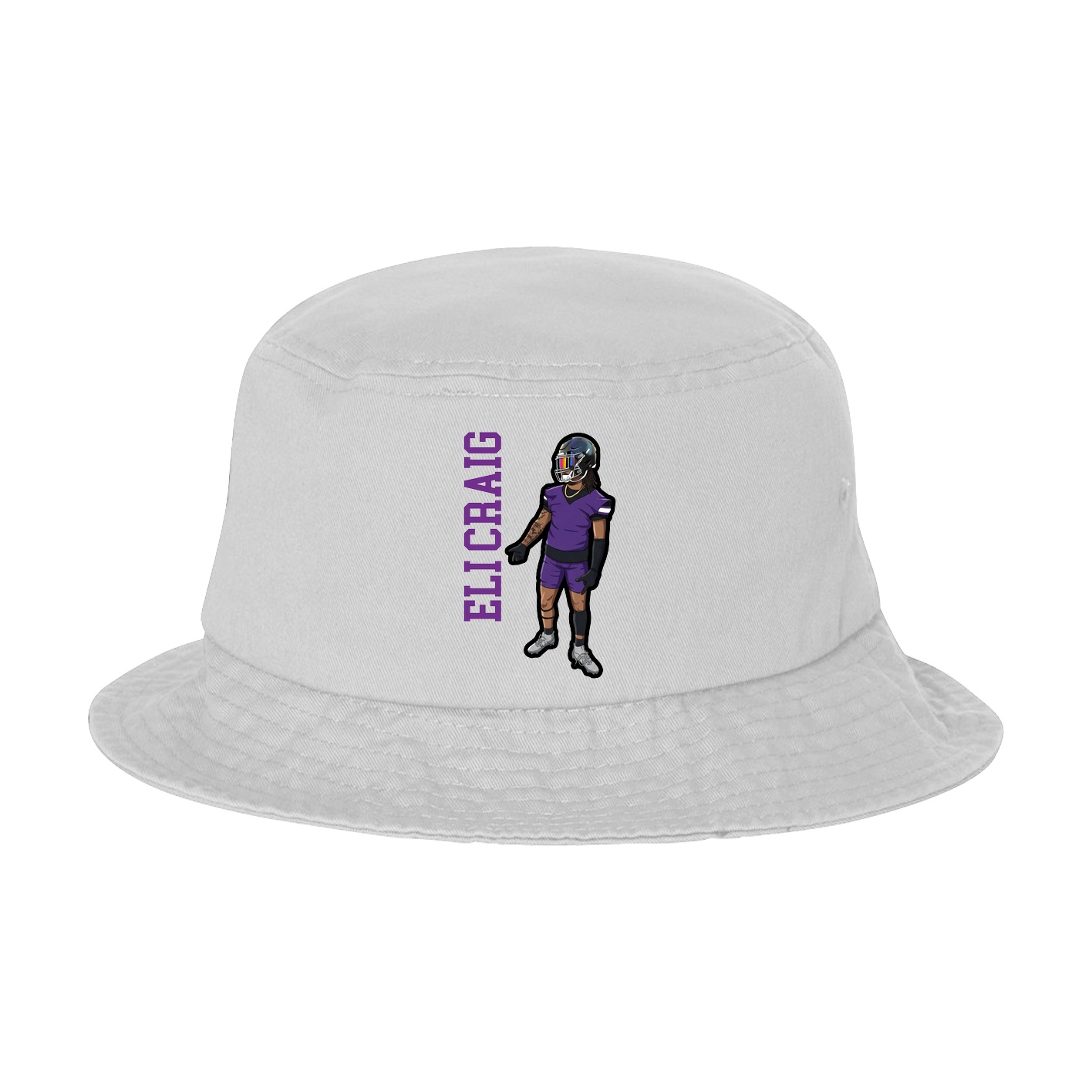 Bucket Cap — Name Vertical in White
