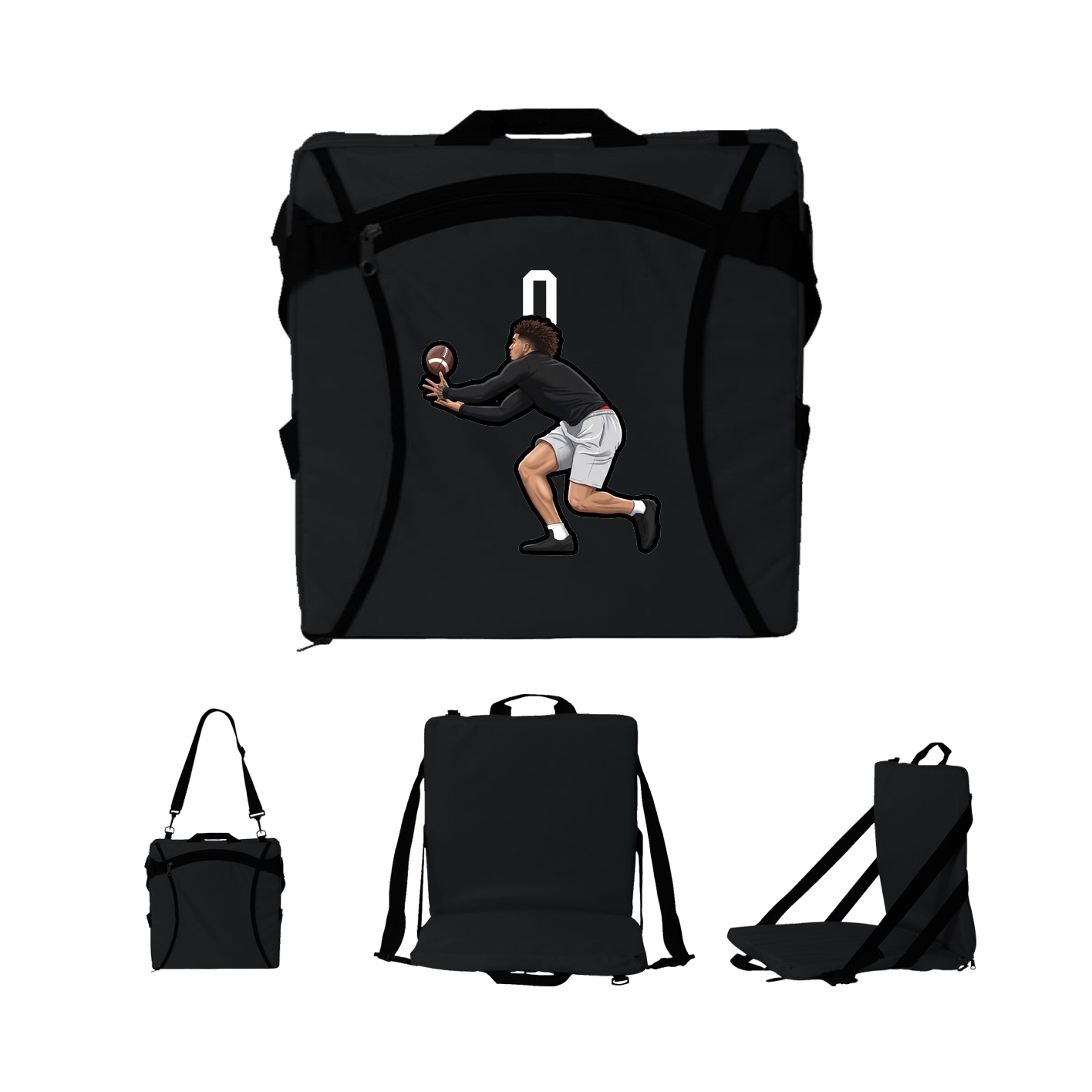 Folding Stadium Seat — Number Top in Black