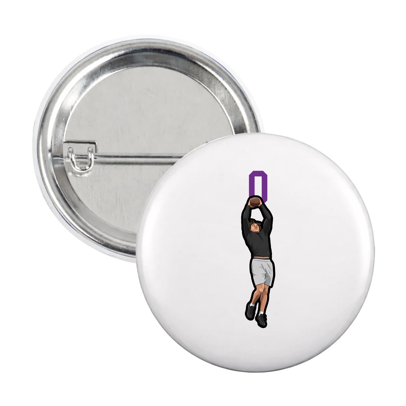 Game Day Button — Number Top in White