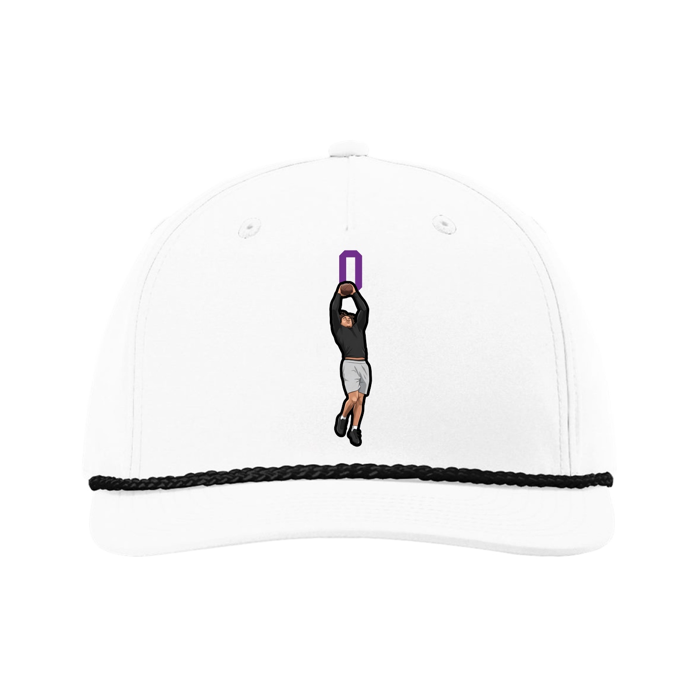 Five-Panel Classic Rope Cap — Number Top in White
