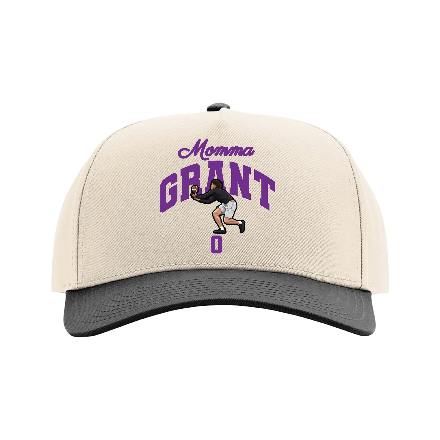 Full Fabric Five-Panel Champ Cap — Mothers Day Arch in Cream/Black
