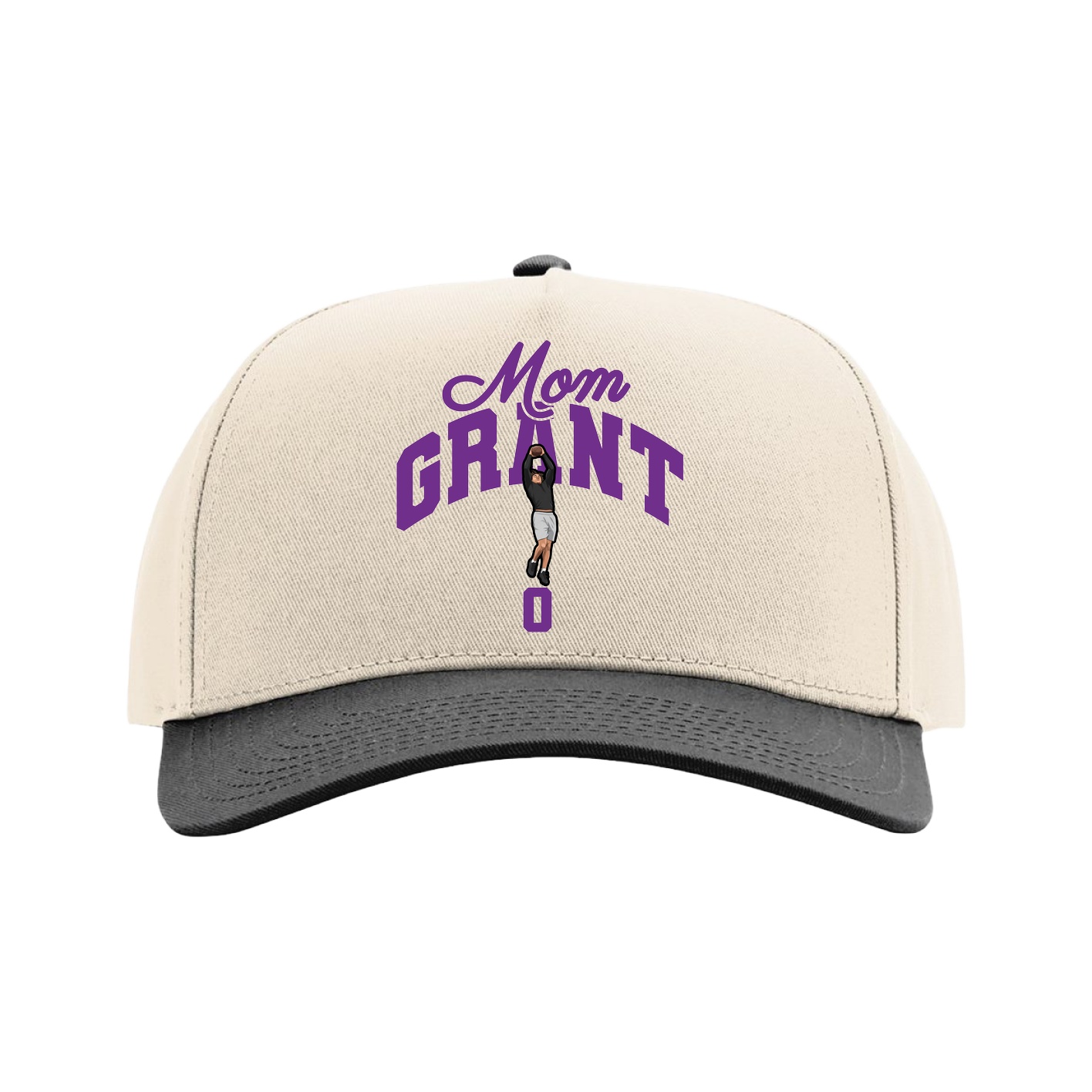 Full Fabric Five-Panel Champ Cap — Mothers Day Arch in Cream/Black
