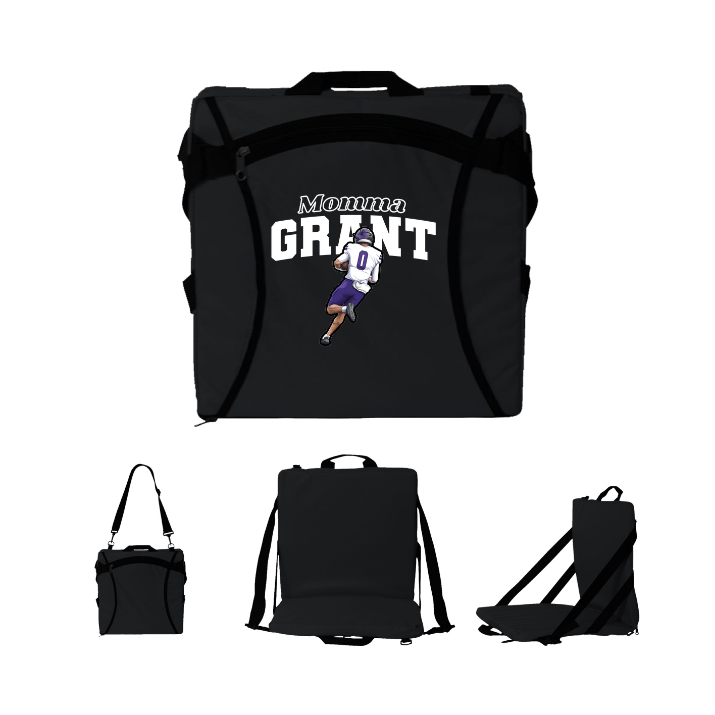 Folding Stadium Seat — Mothers Day Block in Black