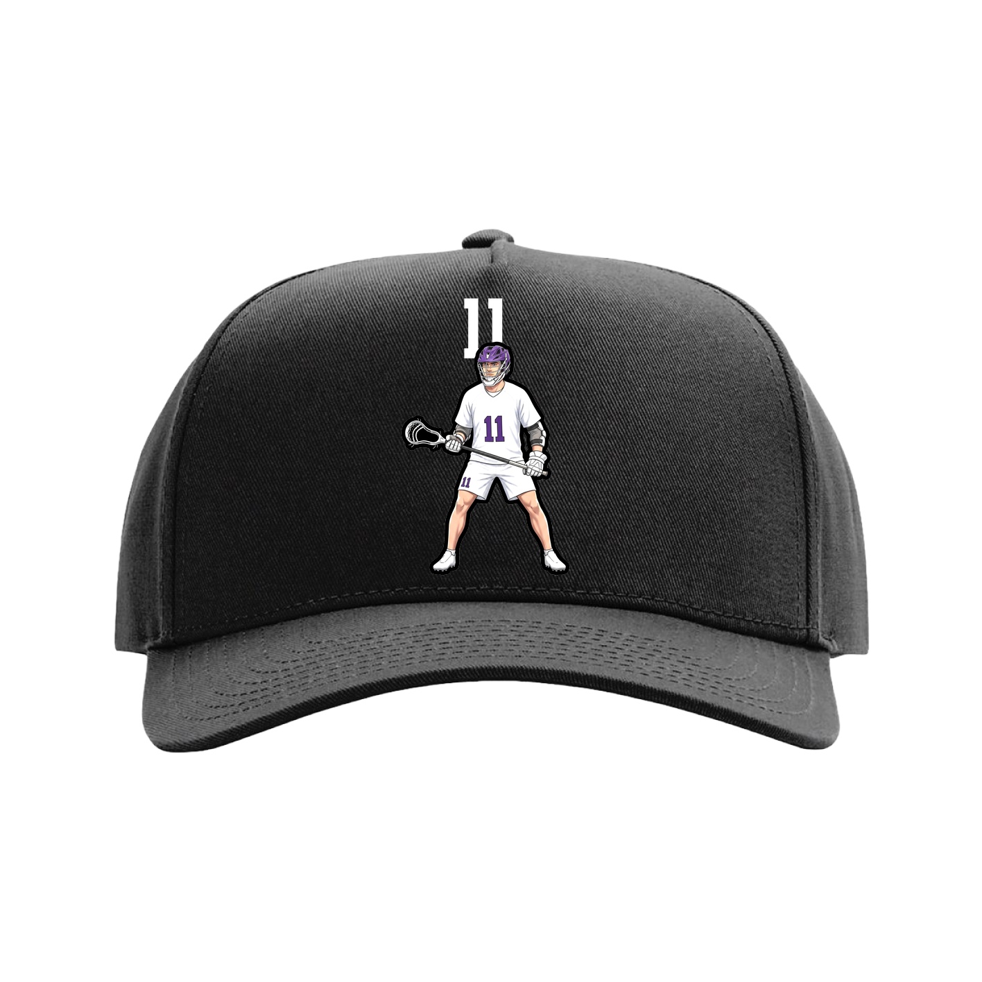 Full Fabric Five-Panel Champ Cap — Number Top in Black