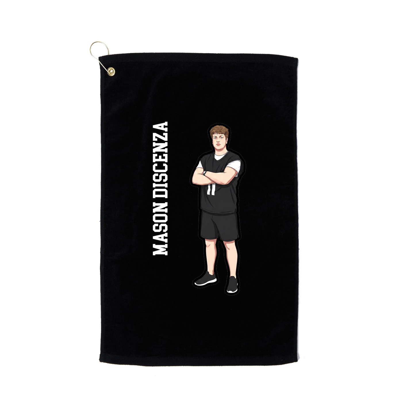 Golf Towel — Name Vertical in Black