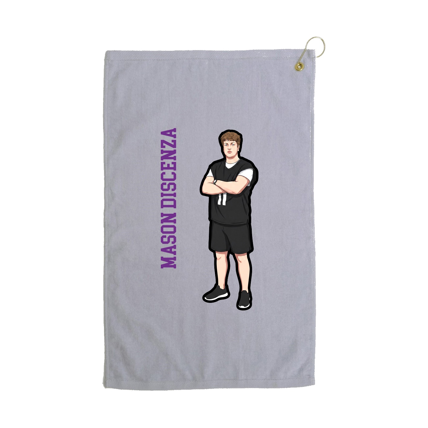Golf Towel — Name Vertical in Grey