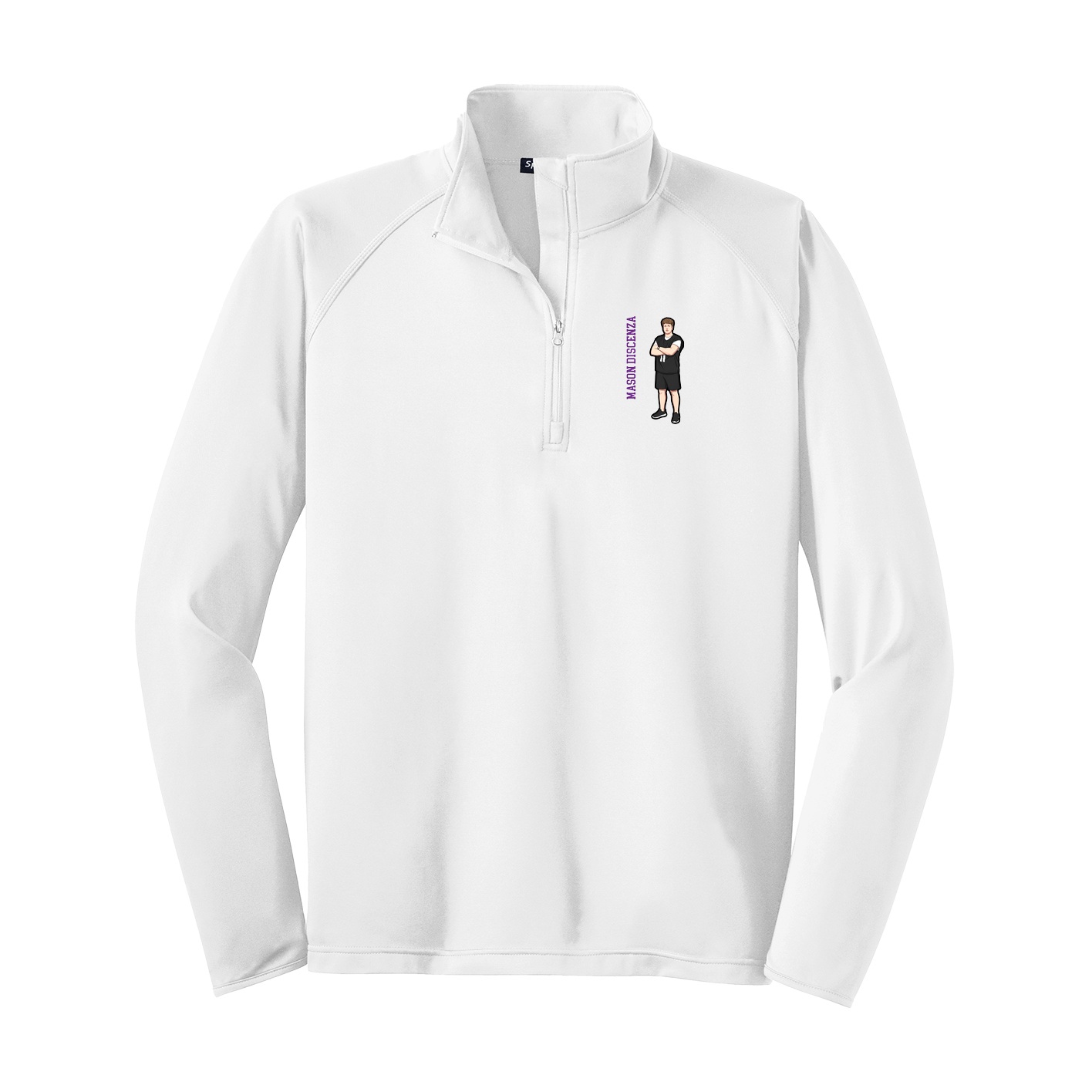 Q-Zip Pullover — Name Vertical in White