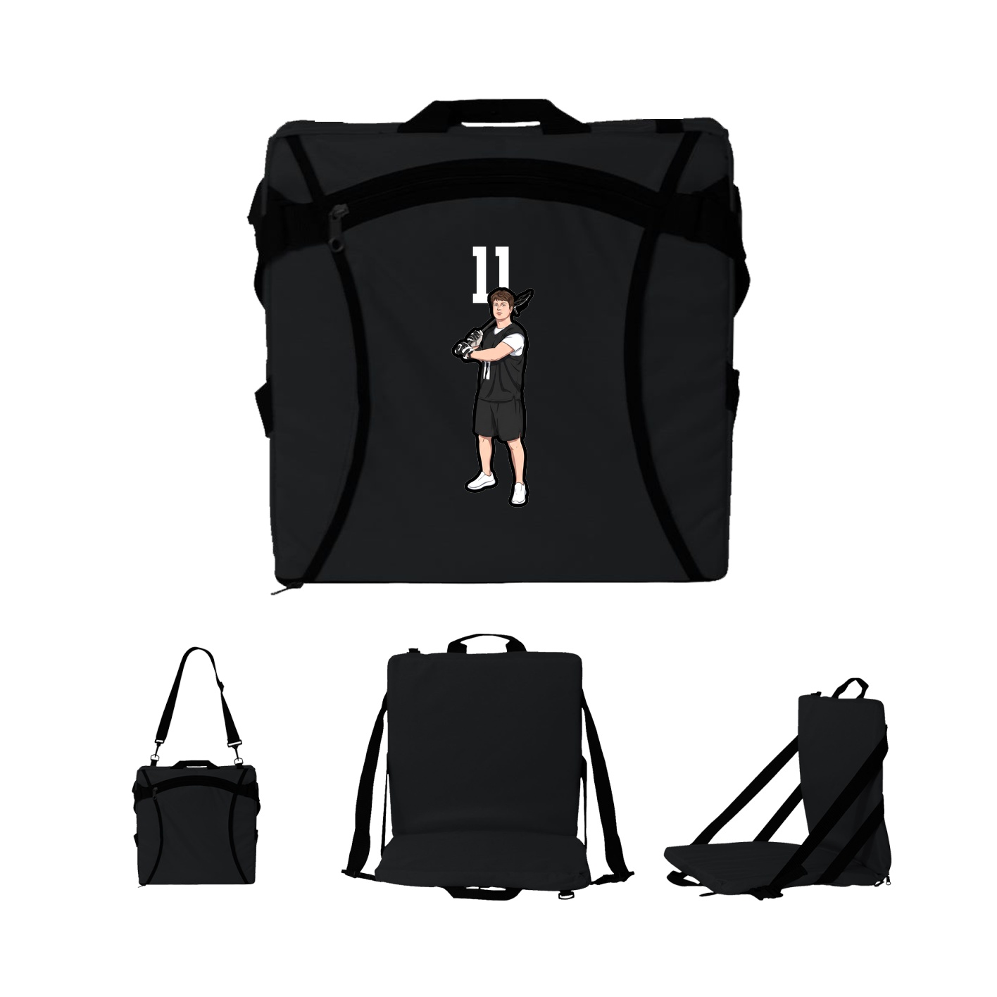 Folding Stadium Seat — Number Top in Black