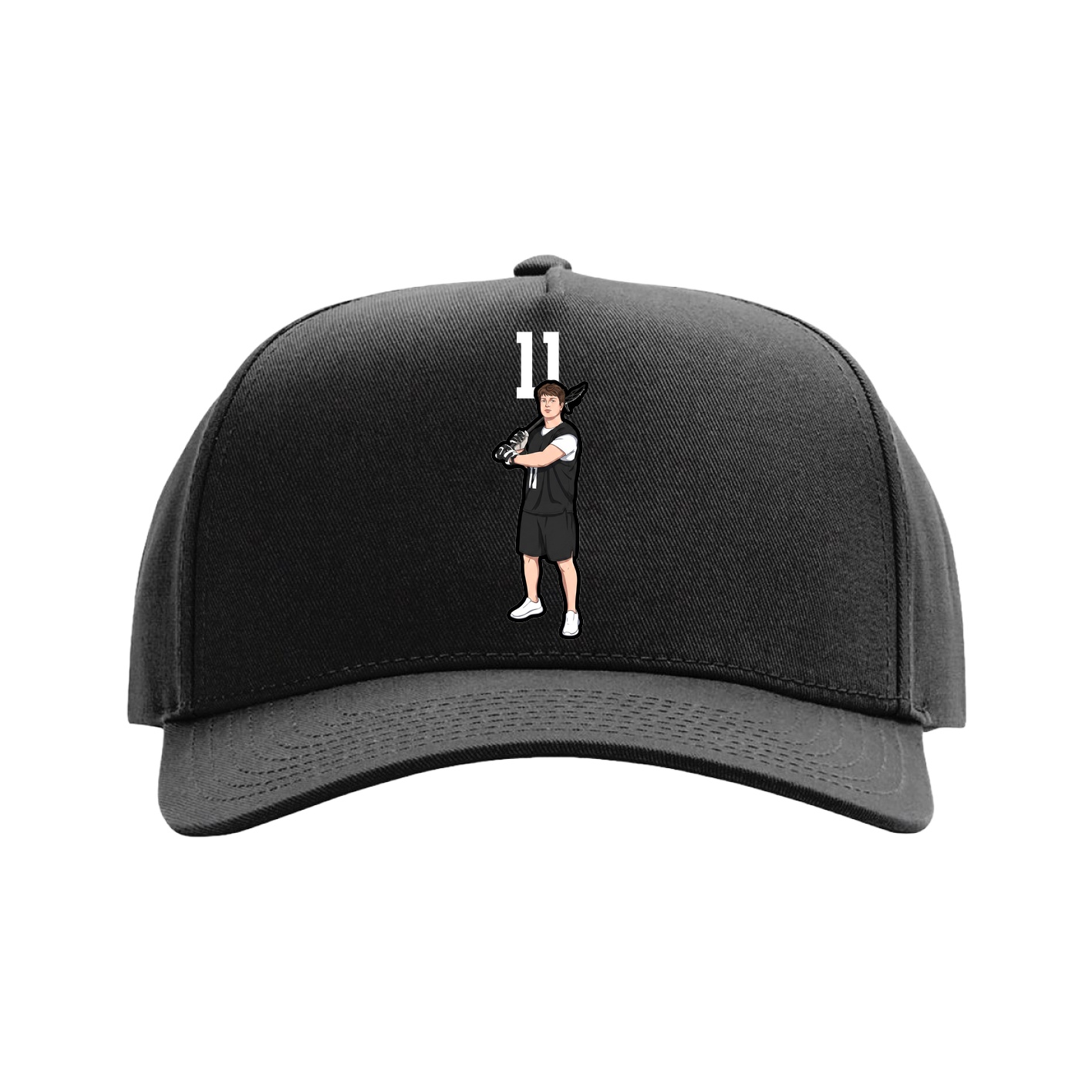 Full Fabric Five-Panel Champ Cap — Number Top in Black