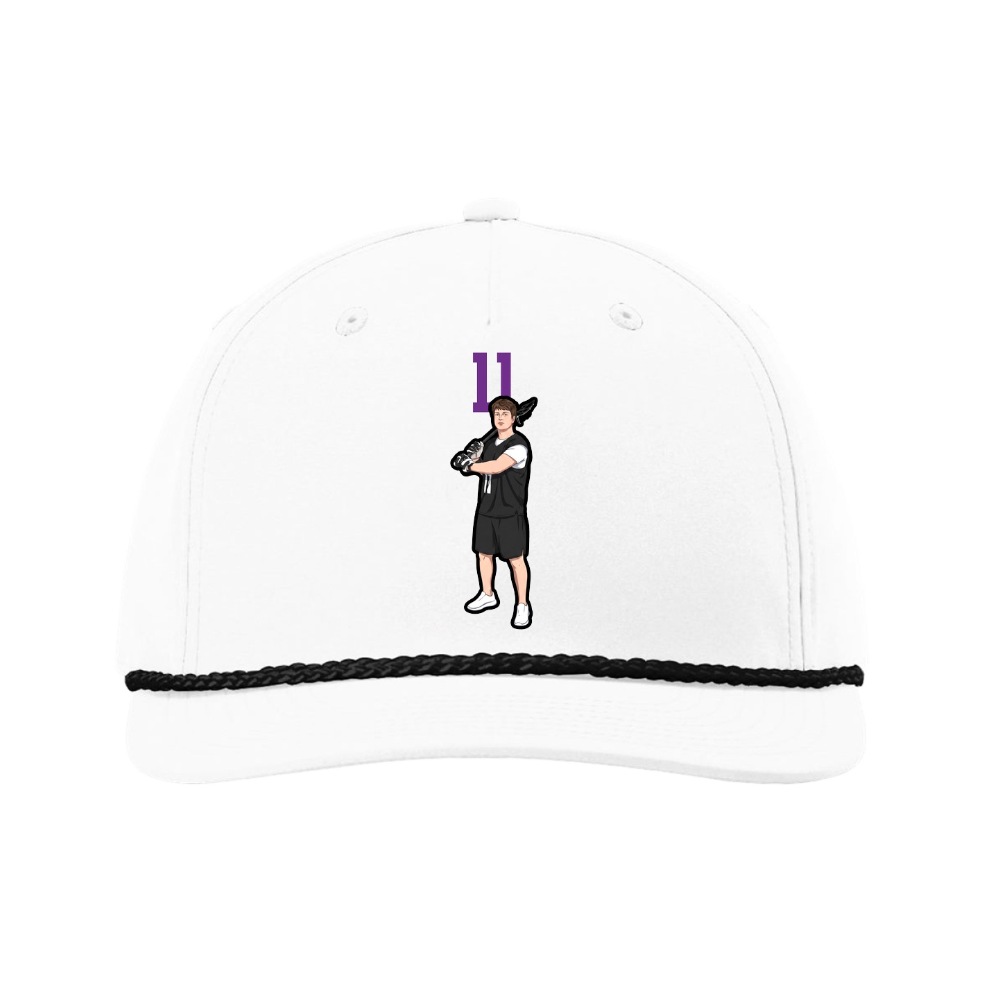 Five-Panel Classic Rope Cap — Number Top in White